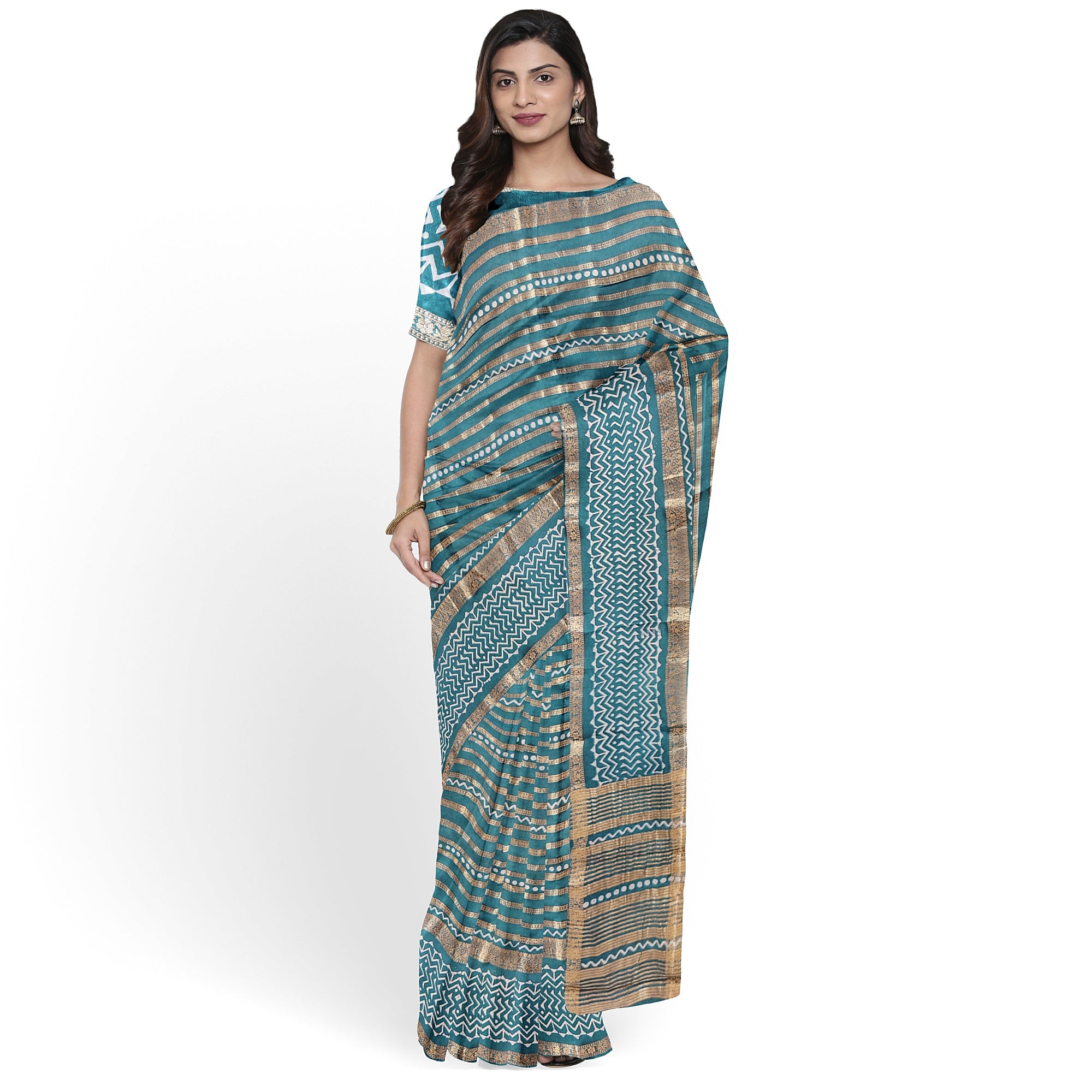 Rama Green Fancy Raw Silk Saree with Gold Zari – A Perfect Blend of Tradition and Glamour
