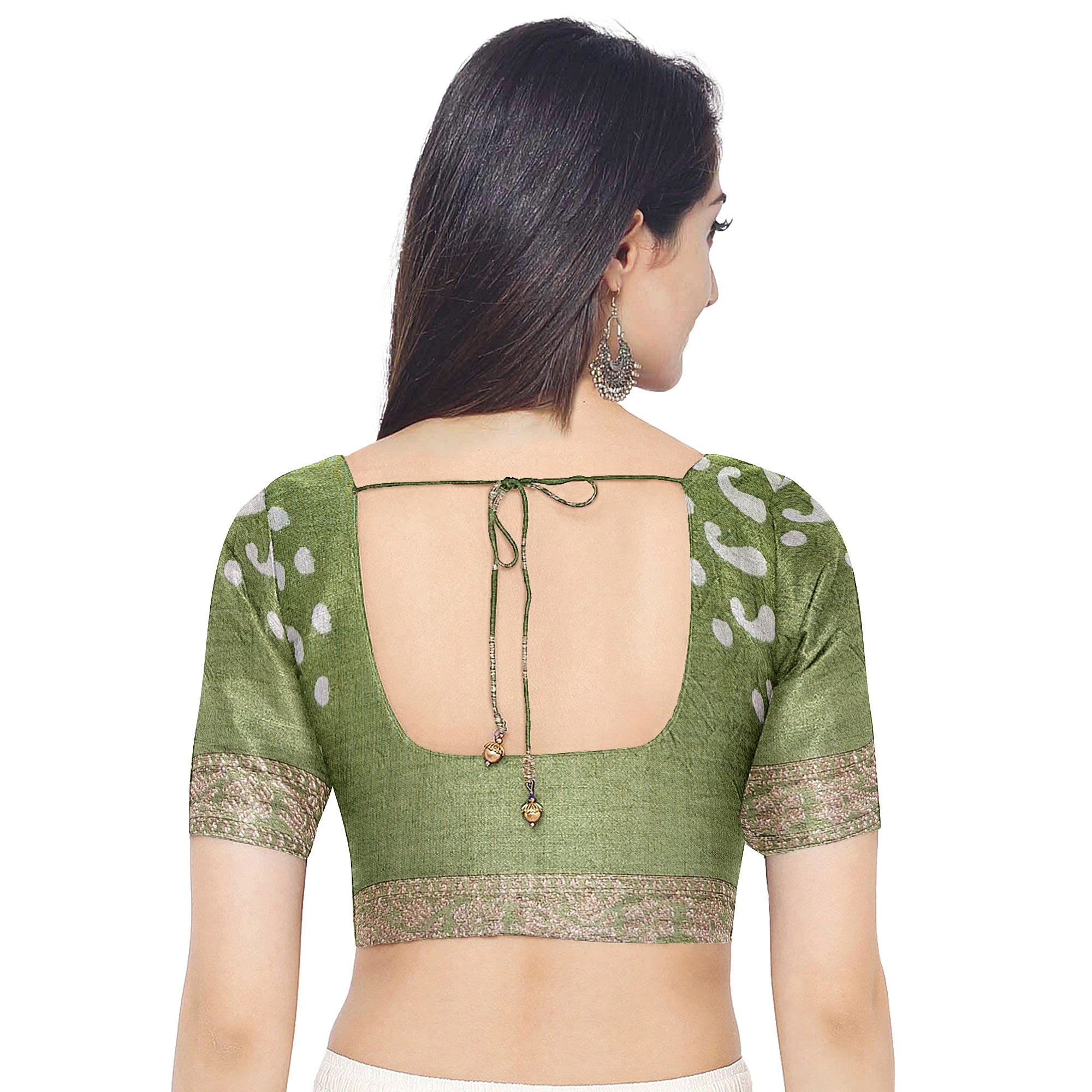 Green Raw Silk Fancy Saree with Printed Border – Sophisticated Charm in Every Thread