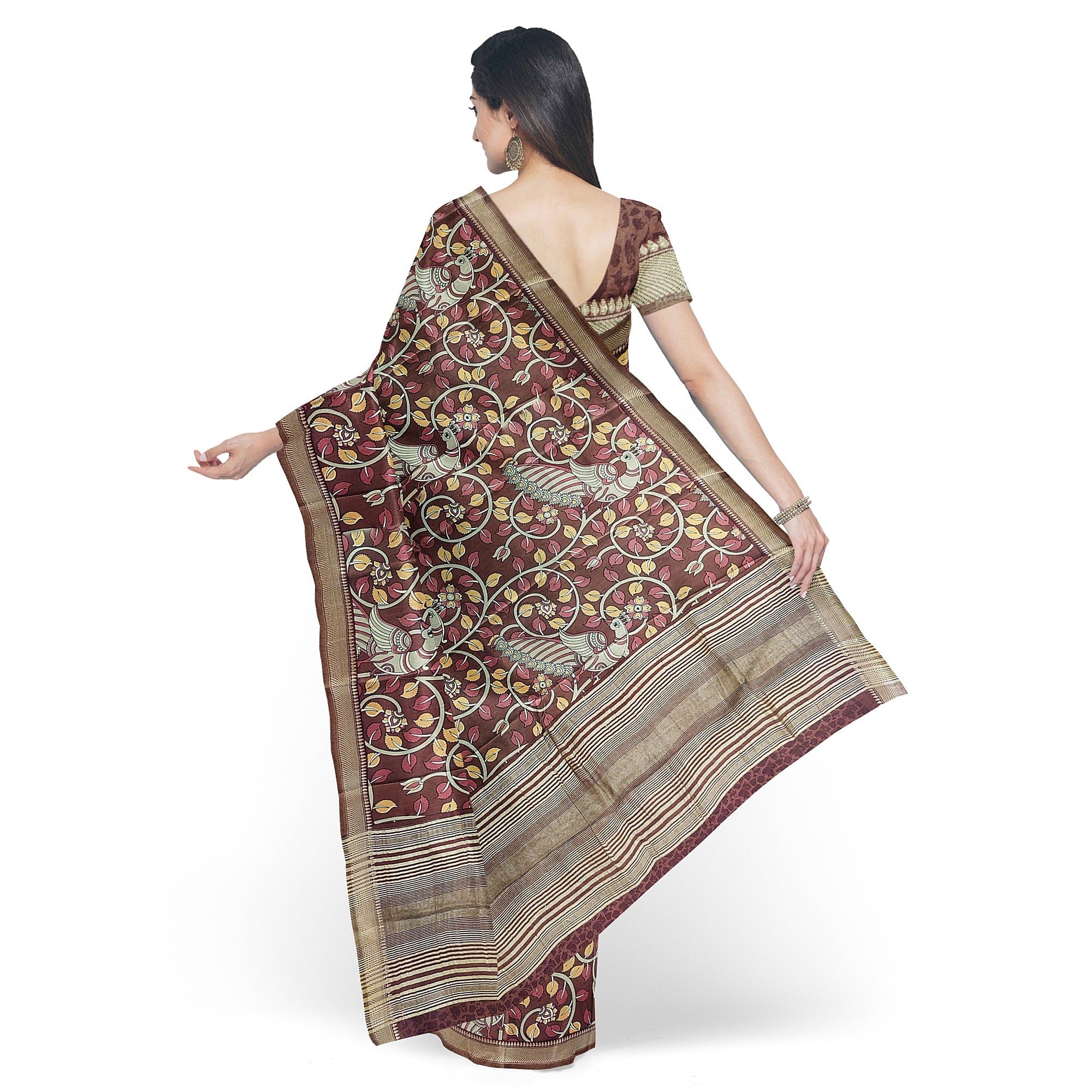 Maroon Peacock Print Raw Silk Saree – Traditional Designer Saree for Special Occasions