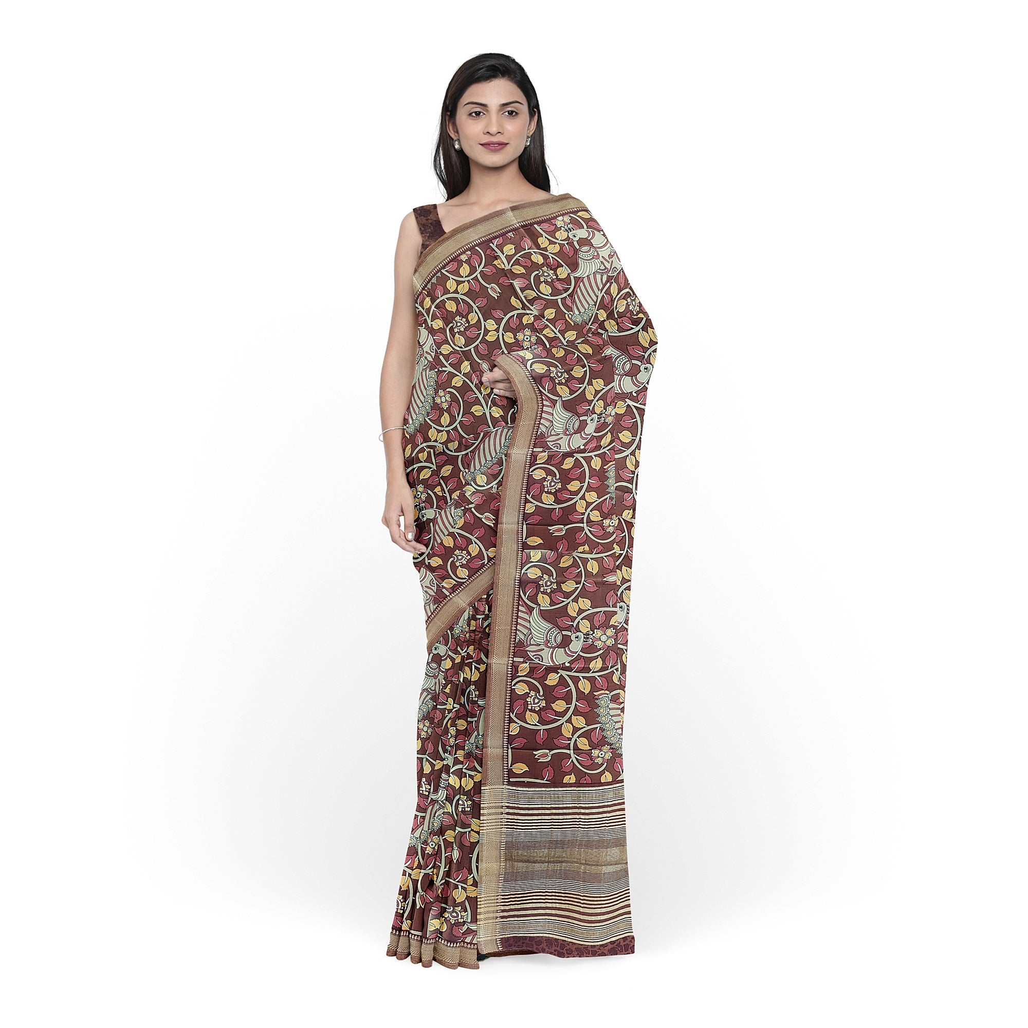 Maroon Peacock Print Raw Silk Saree – Traditional Designer Saree for Special Occasions