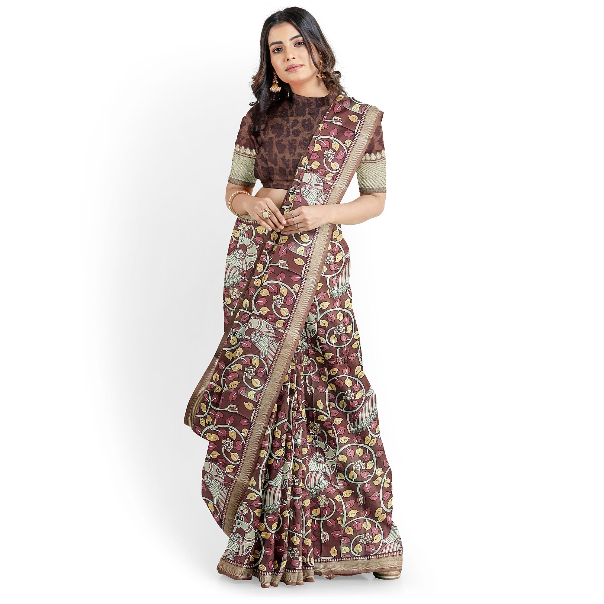 Maroon Peacock Print Raw Silk Saree – Traditional Designer Saree for Special Occasions