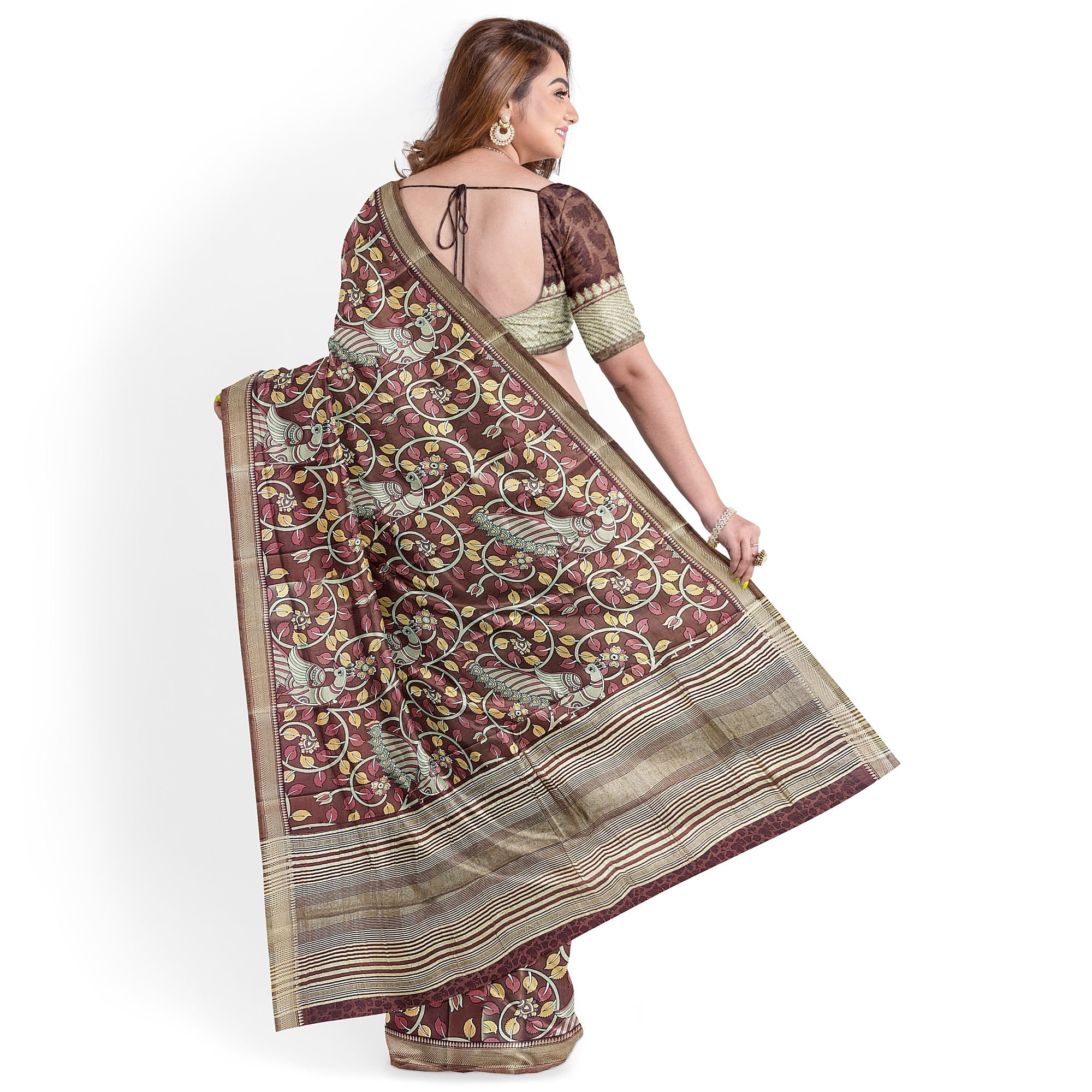 Maroon Peacock Print Raw Silk Saree – Traditional Designer Saree for Special Occasions