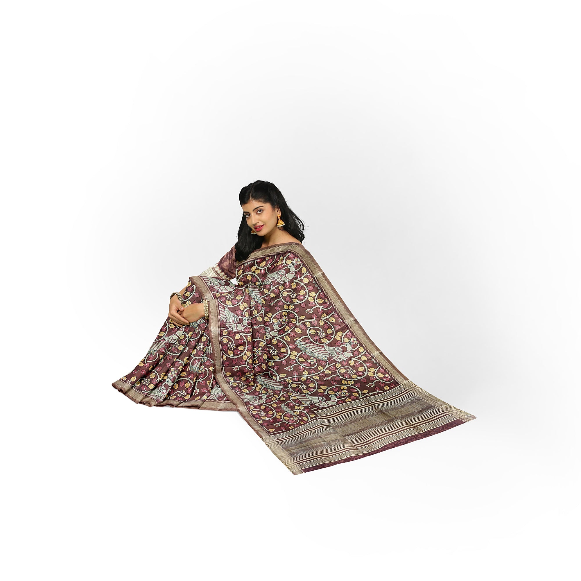 Maroon Peacock Print Raw Silk Saree – Traditional Designer Saree for Special Occasions