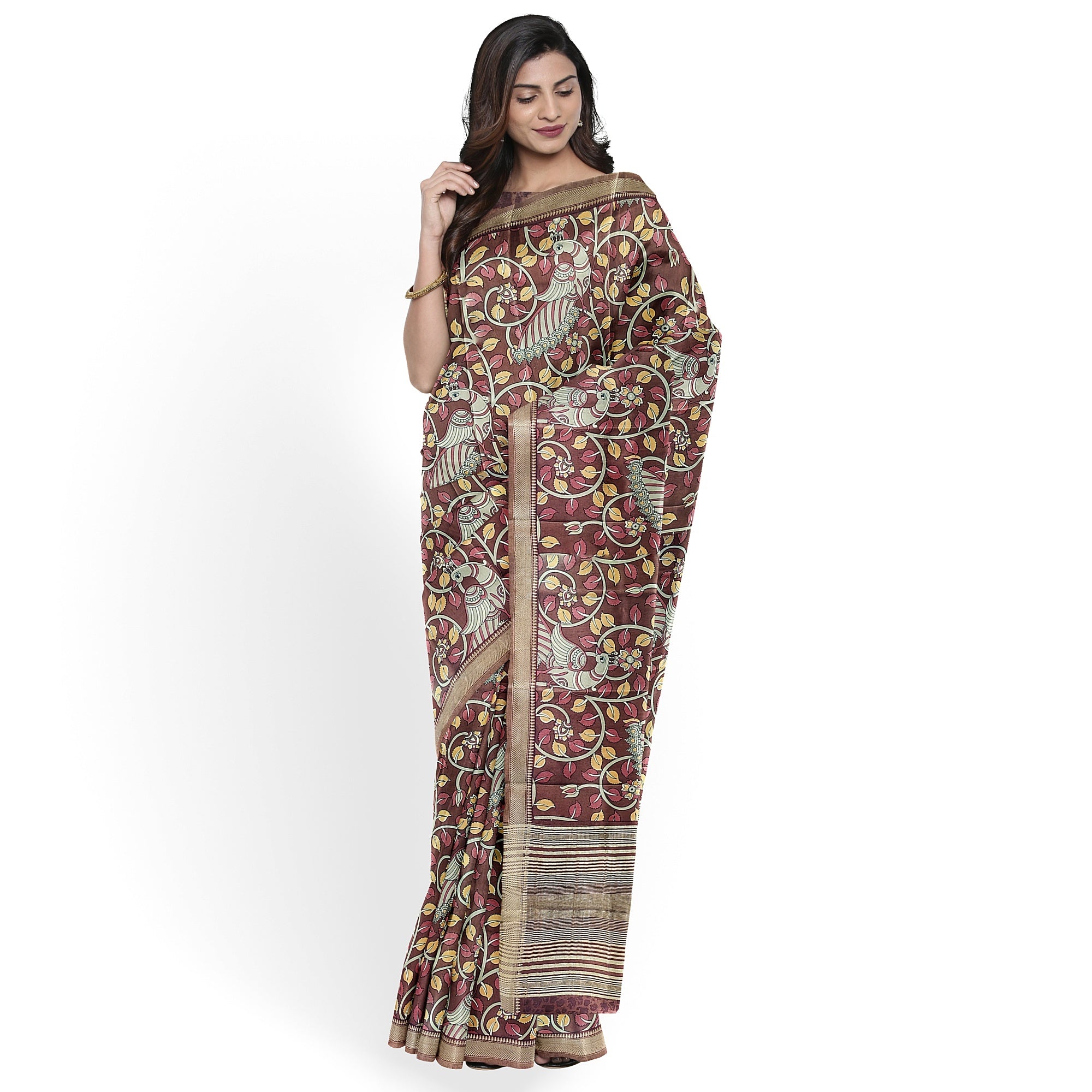 Maroon Peacock Print Raw Silk Saree – Traditional Designer Saree for Special Occasions