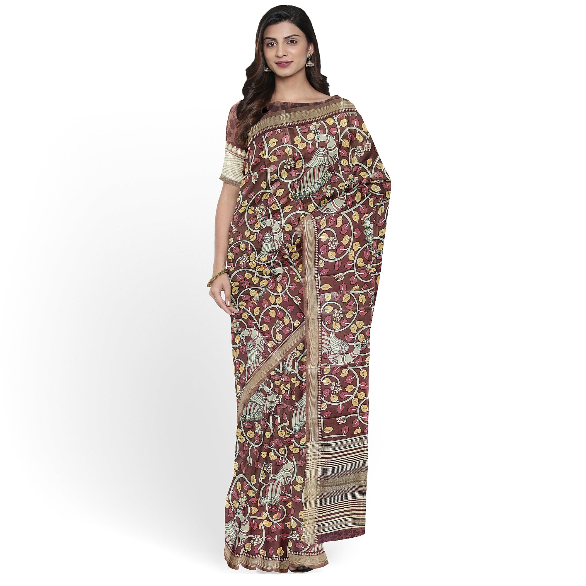 Maroon Peacock Print Raw Silk Saree – Traditional Designer Saree for Special Occasions