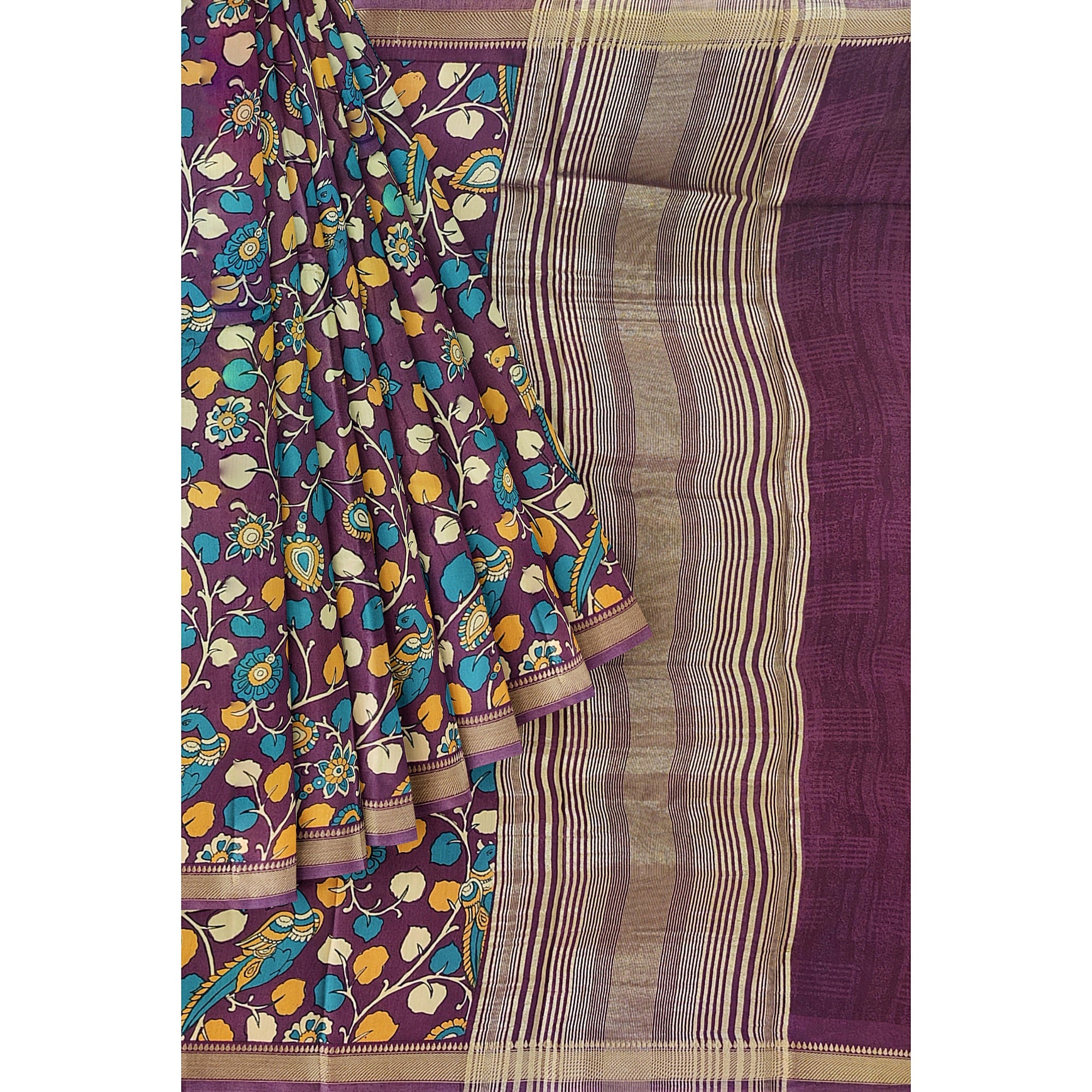 Maroon Saree with Peacock Print – Elegant Designer Saree for Festive Occasions