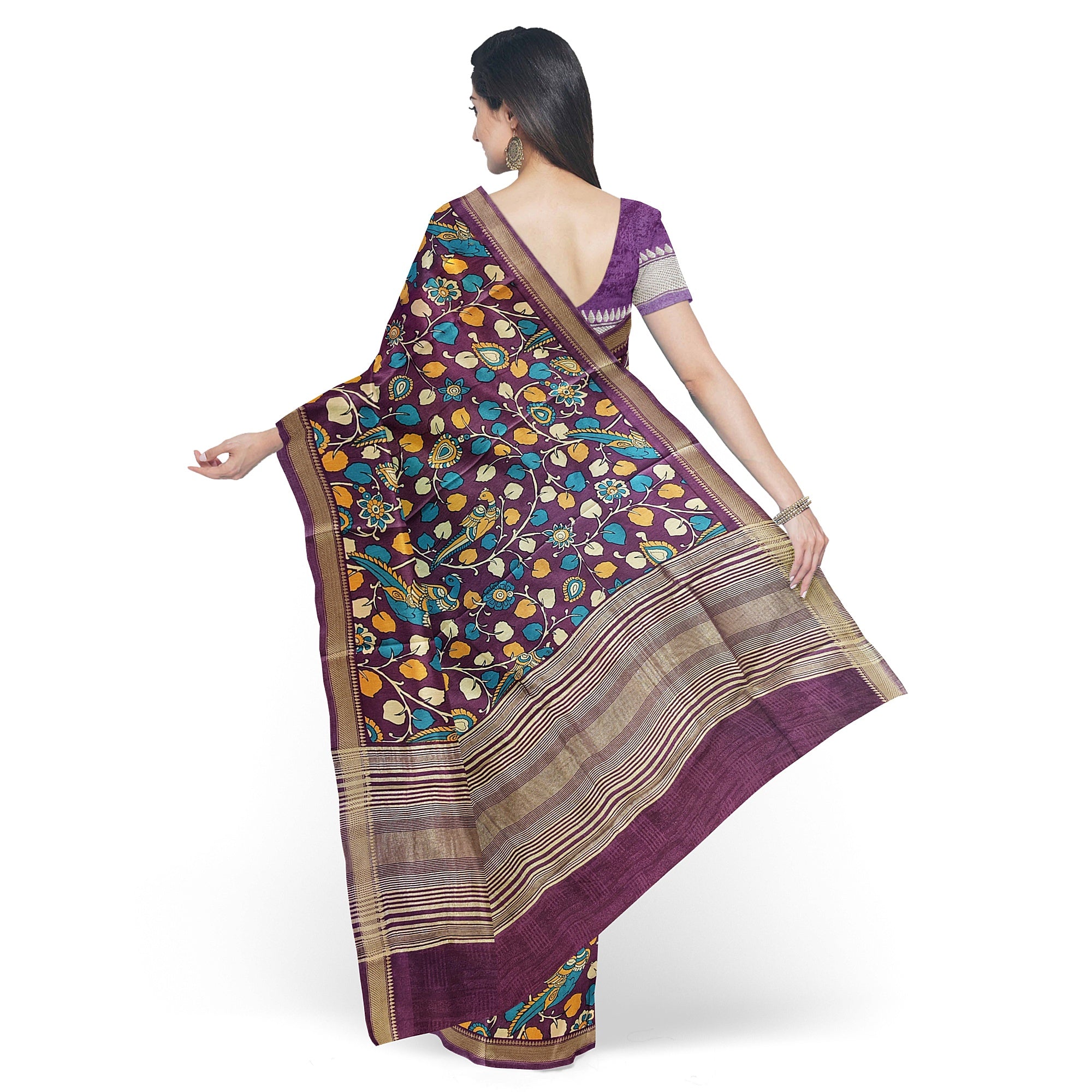 Maroon Saree with Peacock Print – Elegant Designer Saree for Festive Occasions