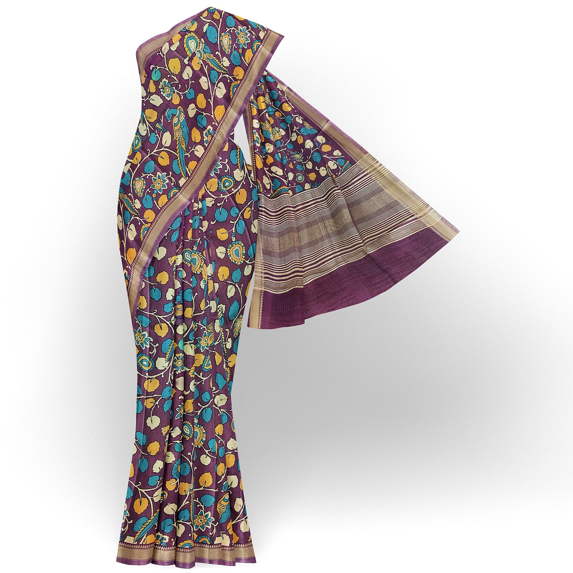 Maroon Saree with Peacock Print – Elegant Designer Saree for Festive Occasions