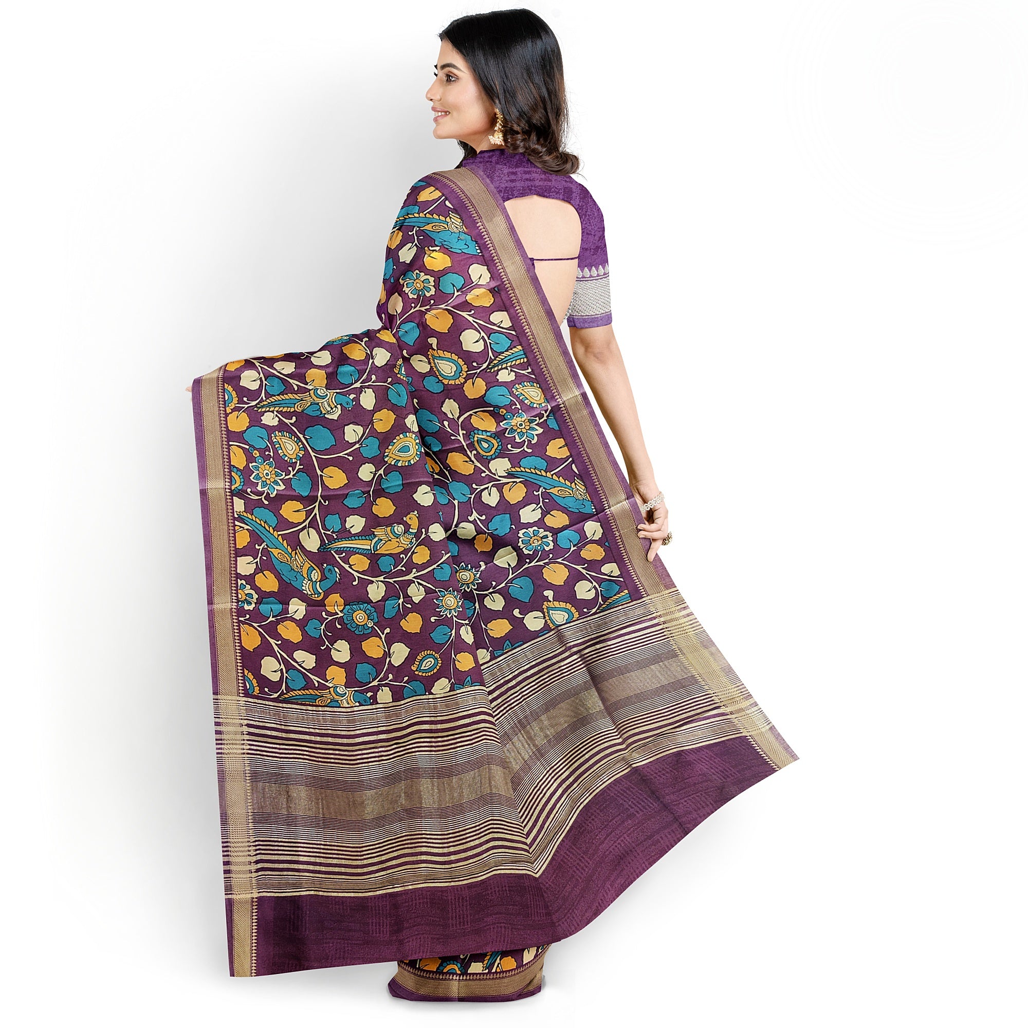 Maroon Saree with Peacock Print – Elegant Designer Saree for Festive Occasions