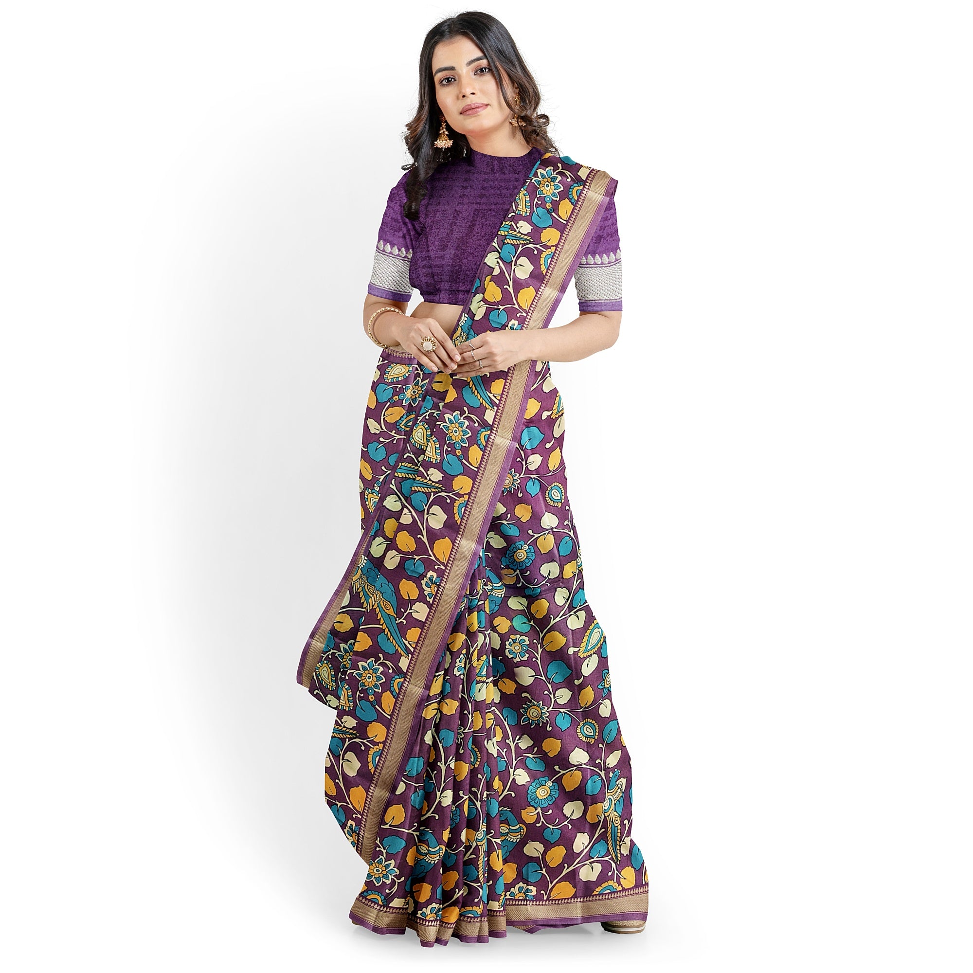Maroon Saree with Peacock Print – Elegant Designer Saree for Festive Occasions
