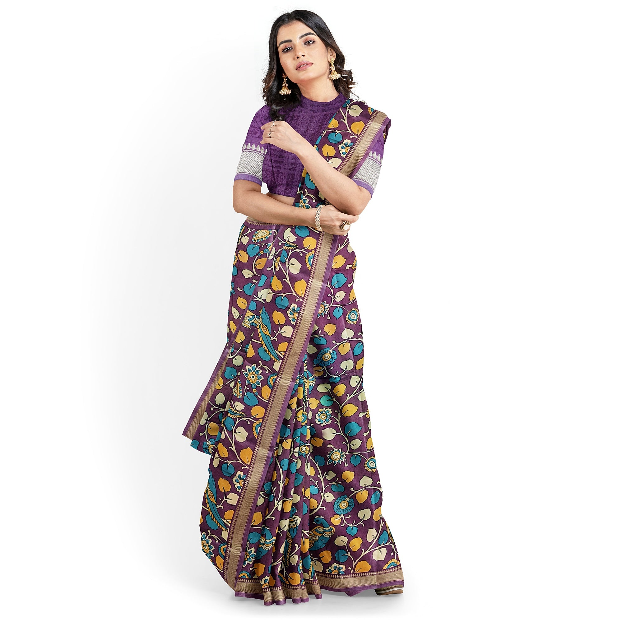 Maroon Saree with Peacock Print – Elegant Designer Saree for Festive Occasions