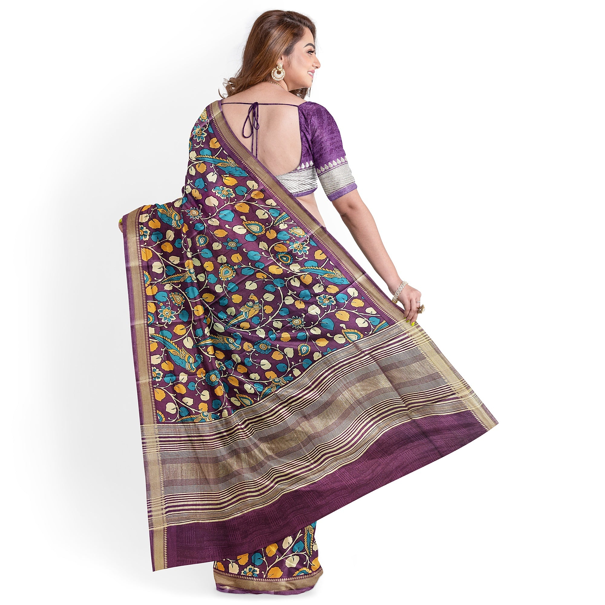 Maroon Saree with Peacock Print – Elegant Designer Saree for Festive Occasions