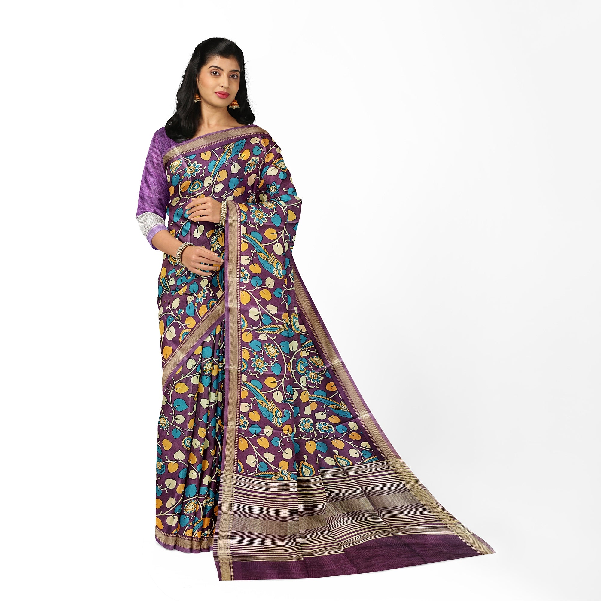 Maroon Saree with Peacock Print – Elegant Designer Saree for Festive Occasions