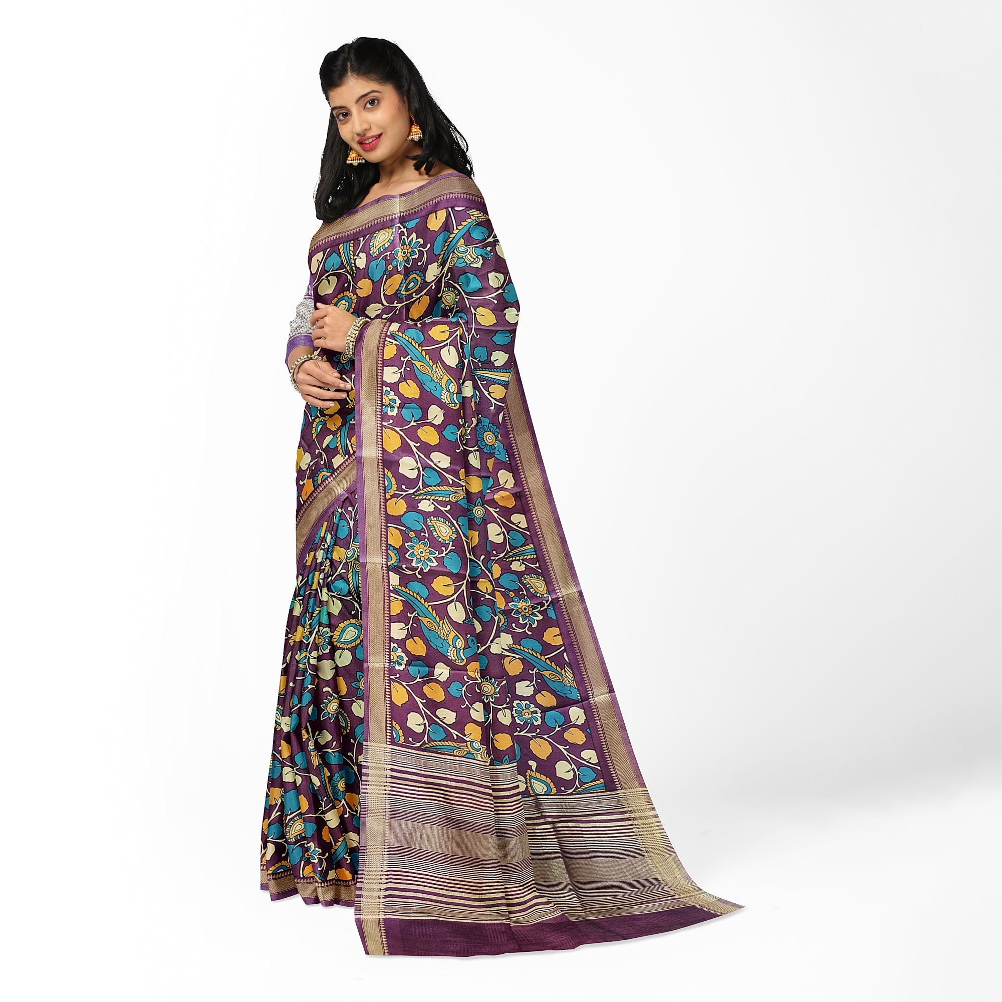 Maroon Saree with Peacock Print – Elegant Designer Saree for Festive Occasions