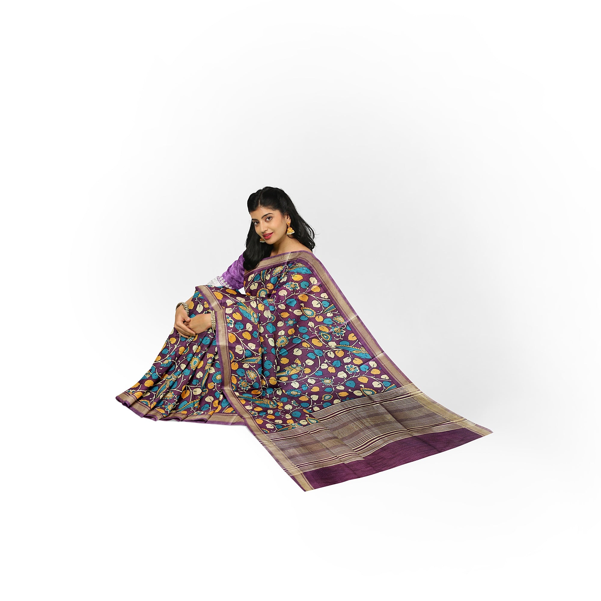 Maroon Saree with Peacock Print – Elegant Designer Saree for Festive Occasions