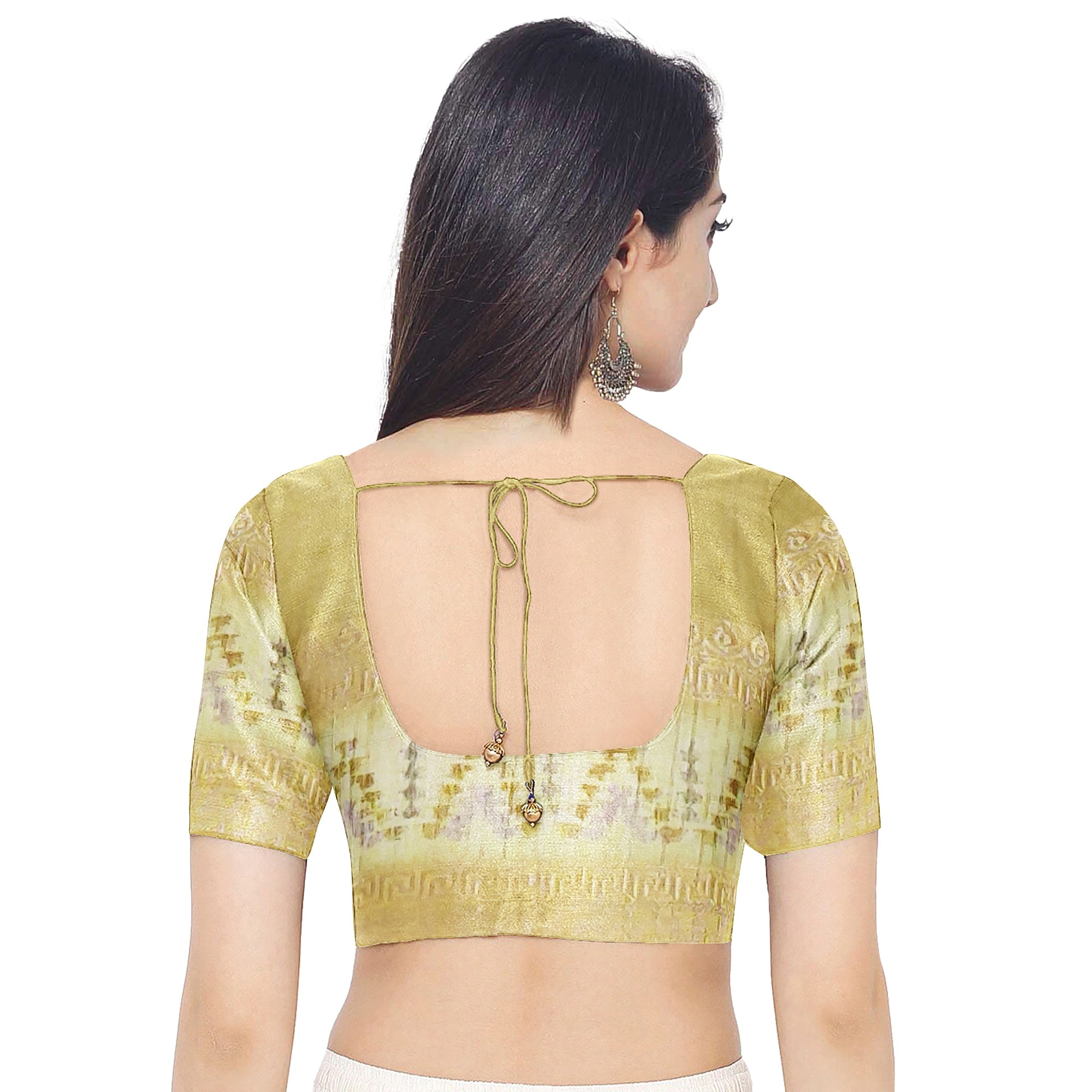 Yellow Fancy Raw Silk Saree with Prints & Tassels – Shop Online