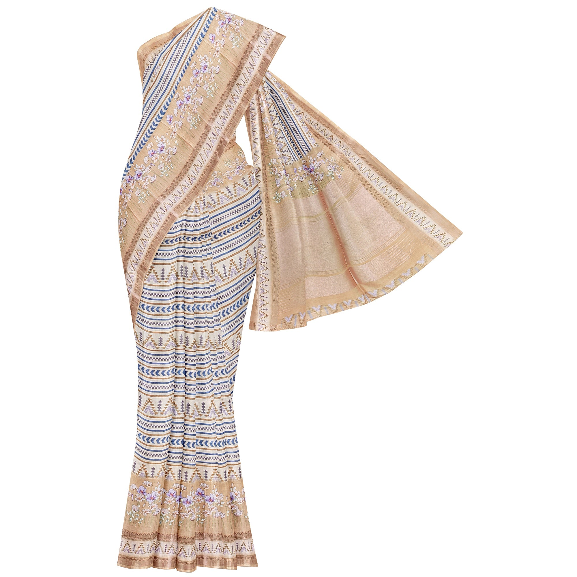 Yellow Fancy Raw Silk Saree with Prints & Tassels – Shop Online