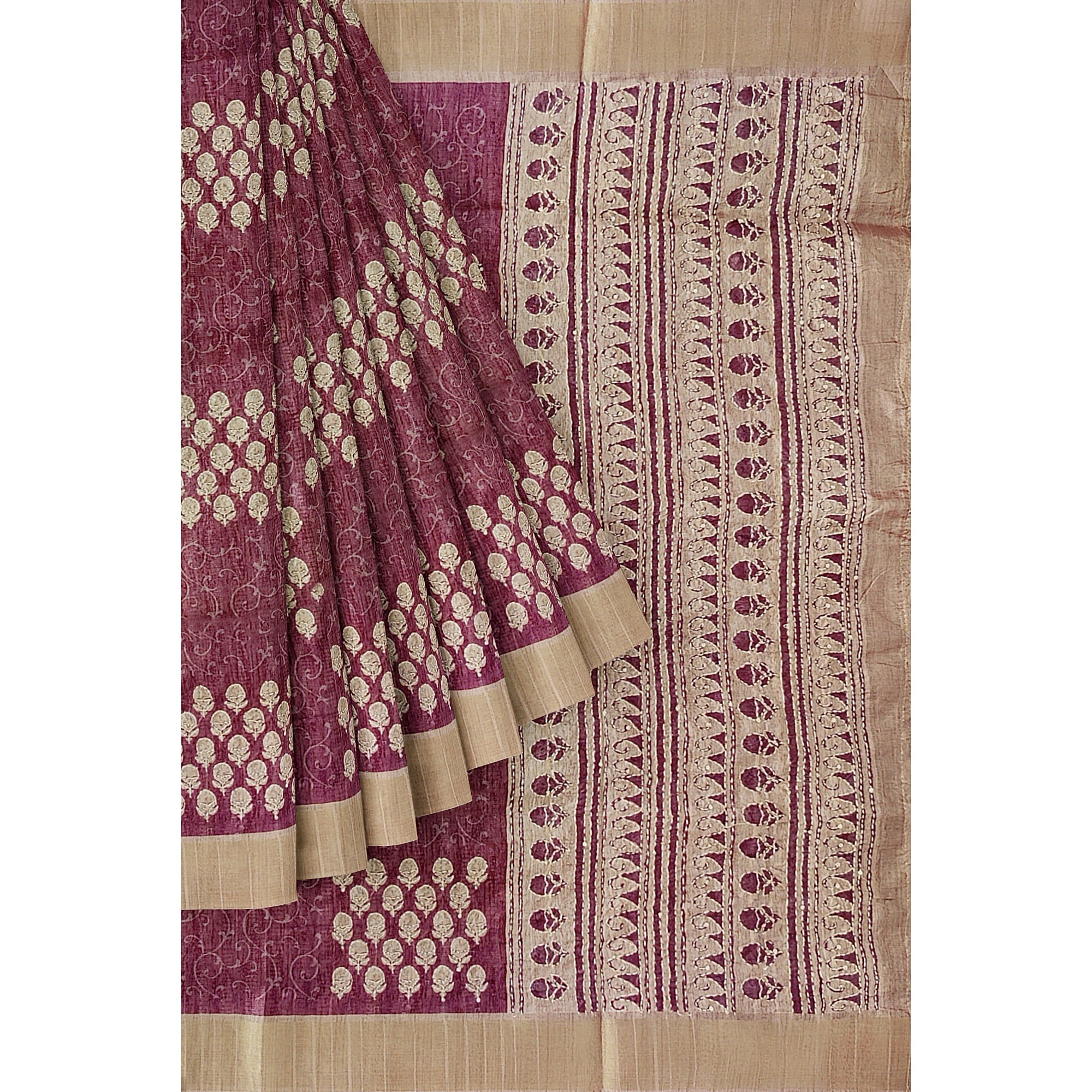 Light Brown Raw Silk Saree with Embroidery Work – Shop Online