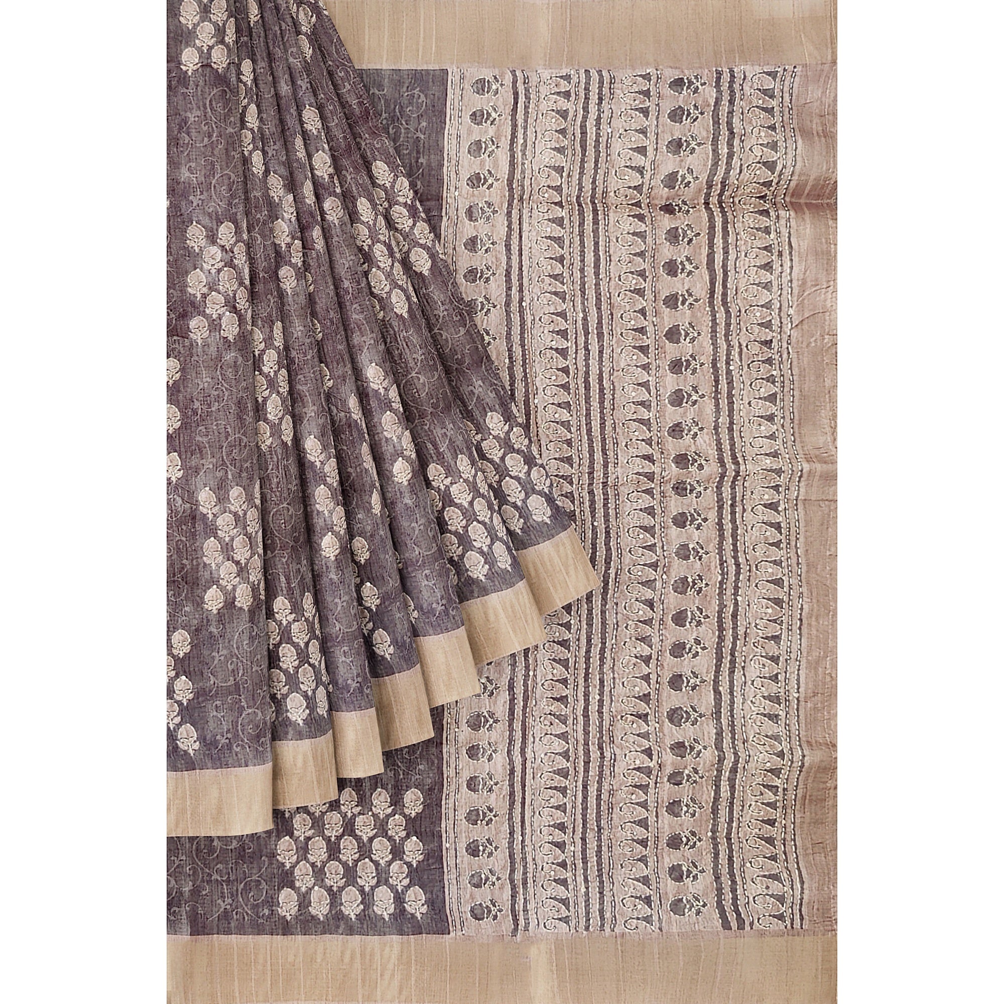 Light Olive Green Mysore Silk Saree with Embroidery Work – Shop Online