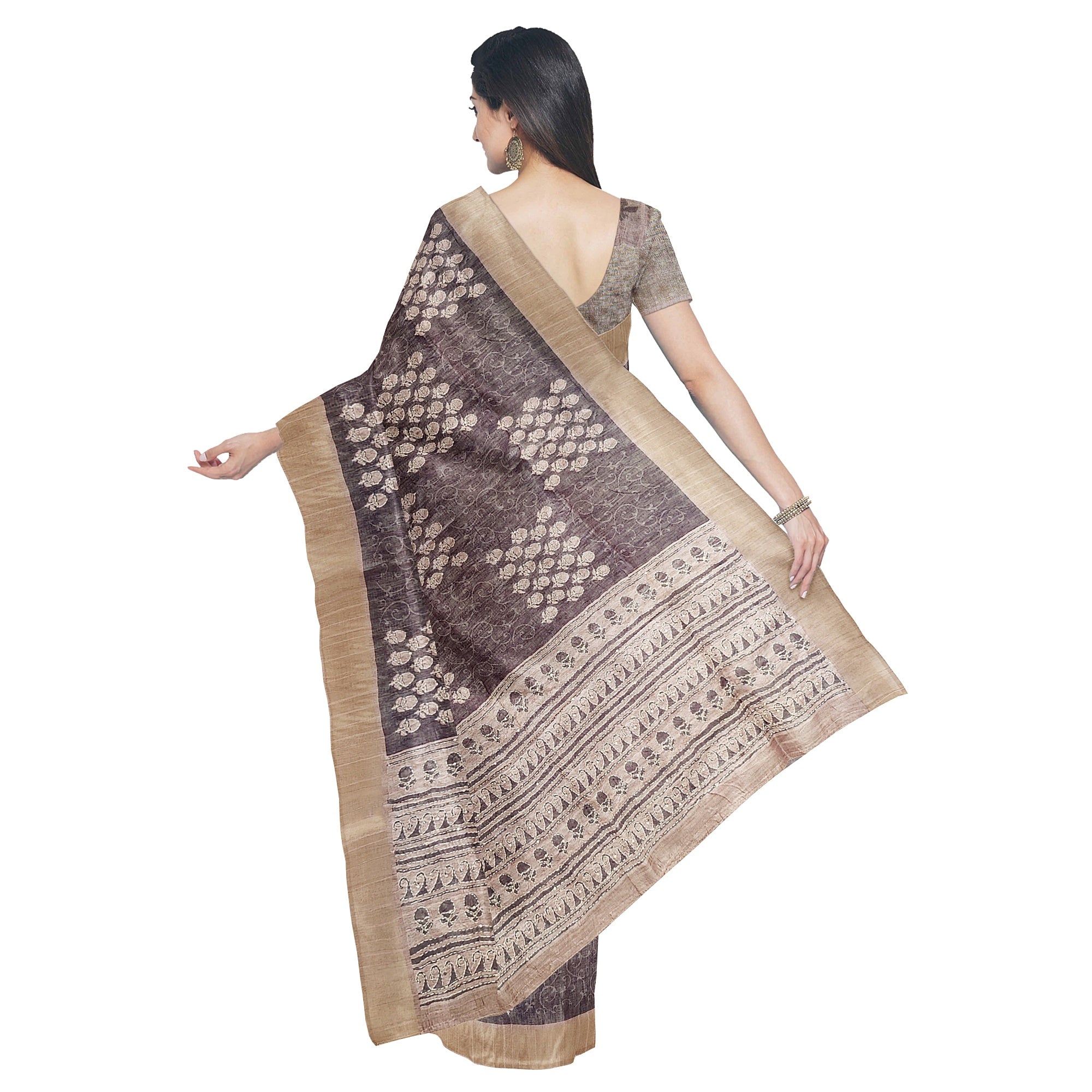 Light Olive Green Mysore Silk Saree with Embroidery Work – Shop Online