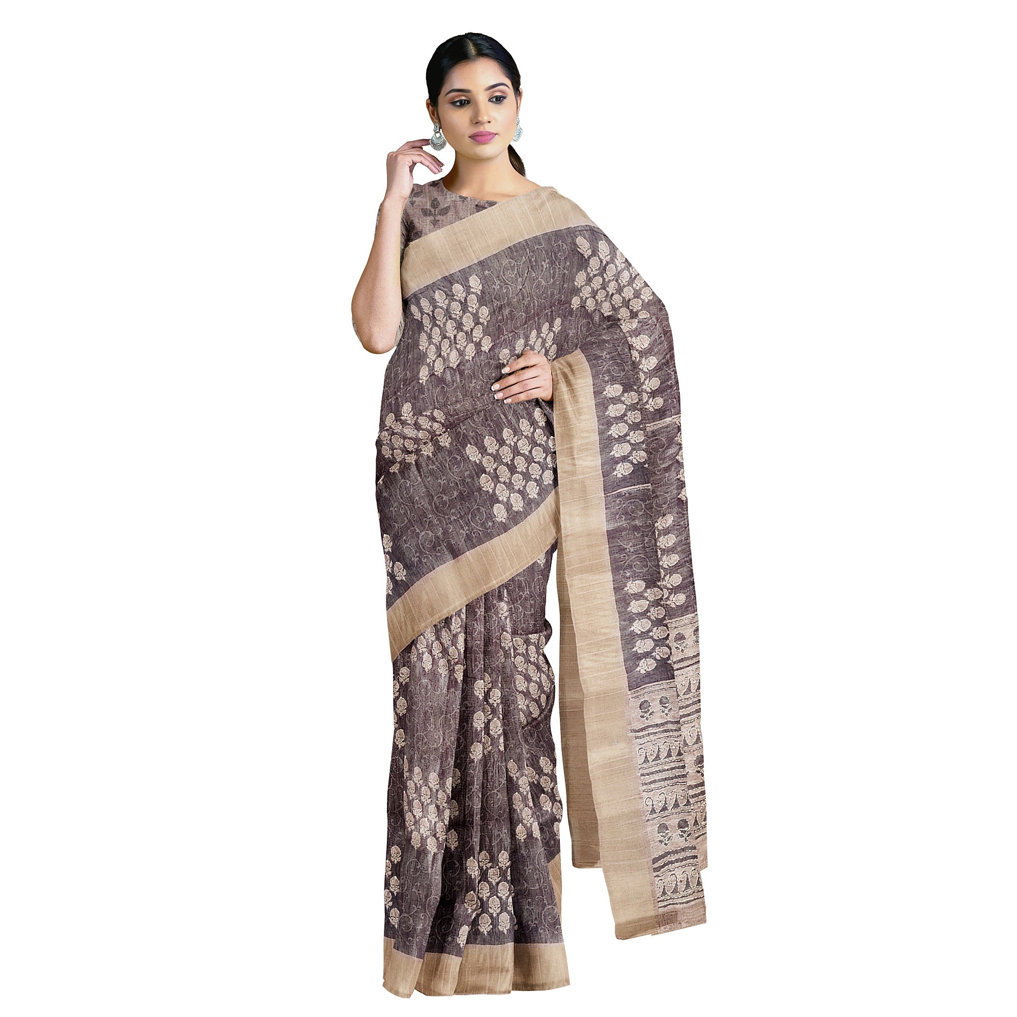 Light Olive Green Mysore Silk Saree with Embroidery Work – Shop Online
