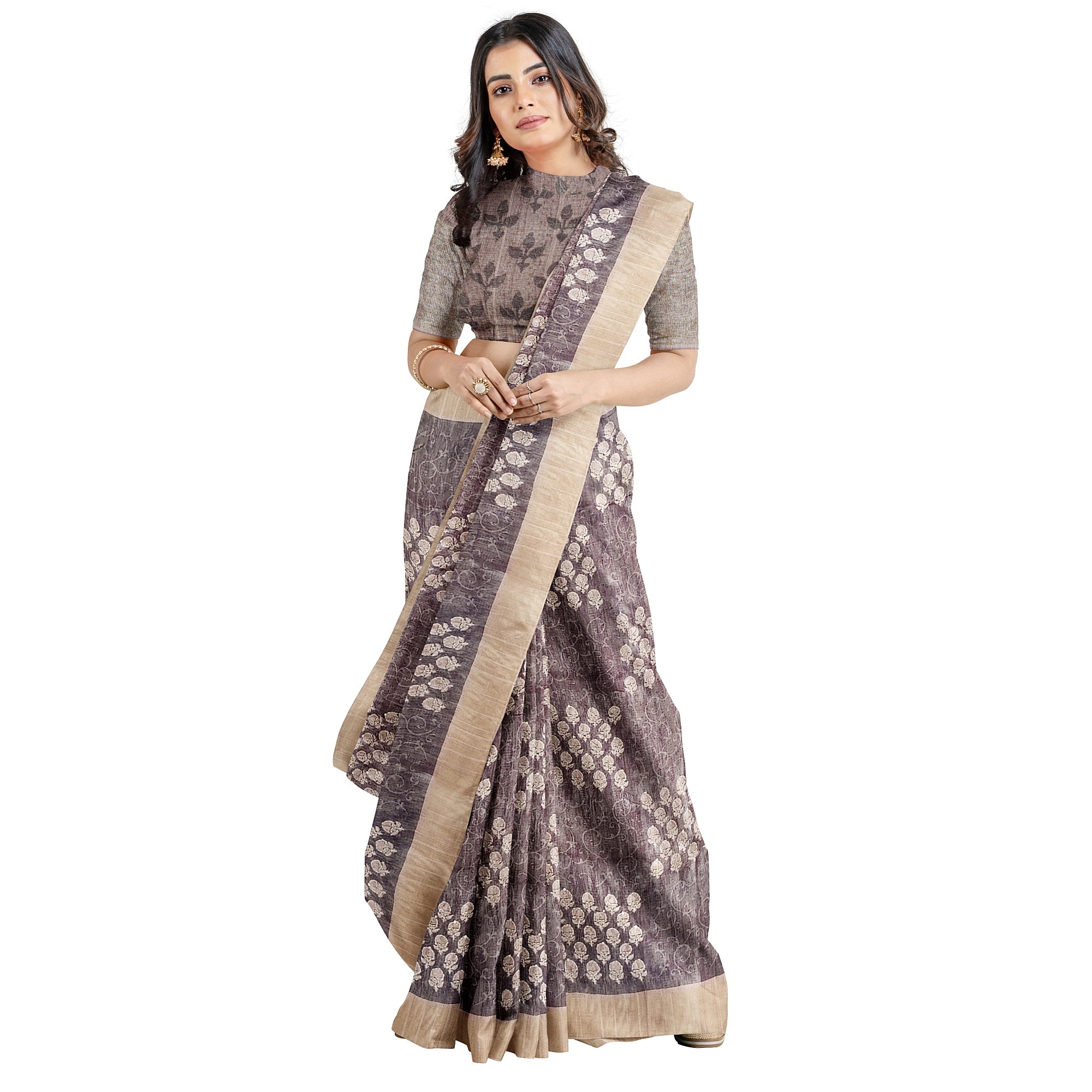Light Olive Green Mysore Silk Saree with Embroidery Work – Shop Online