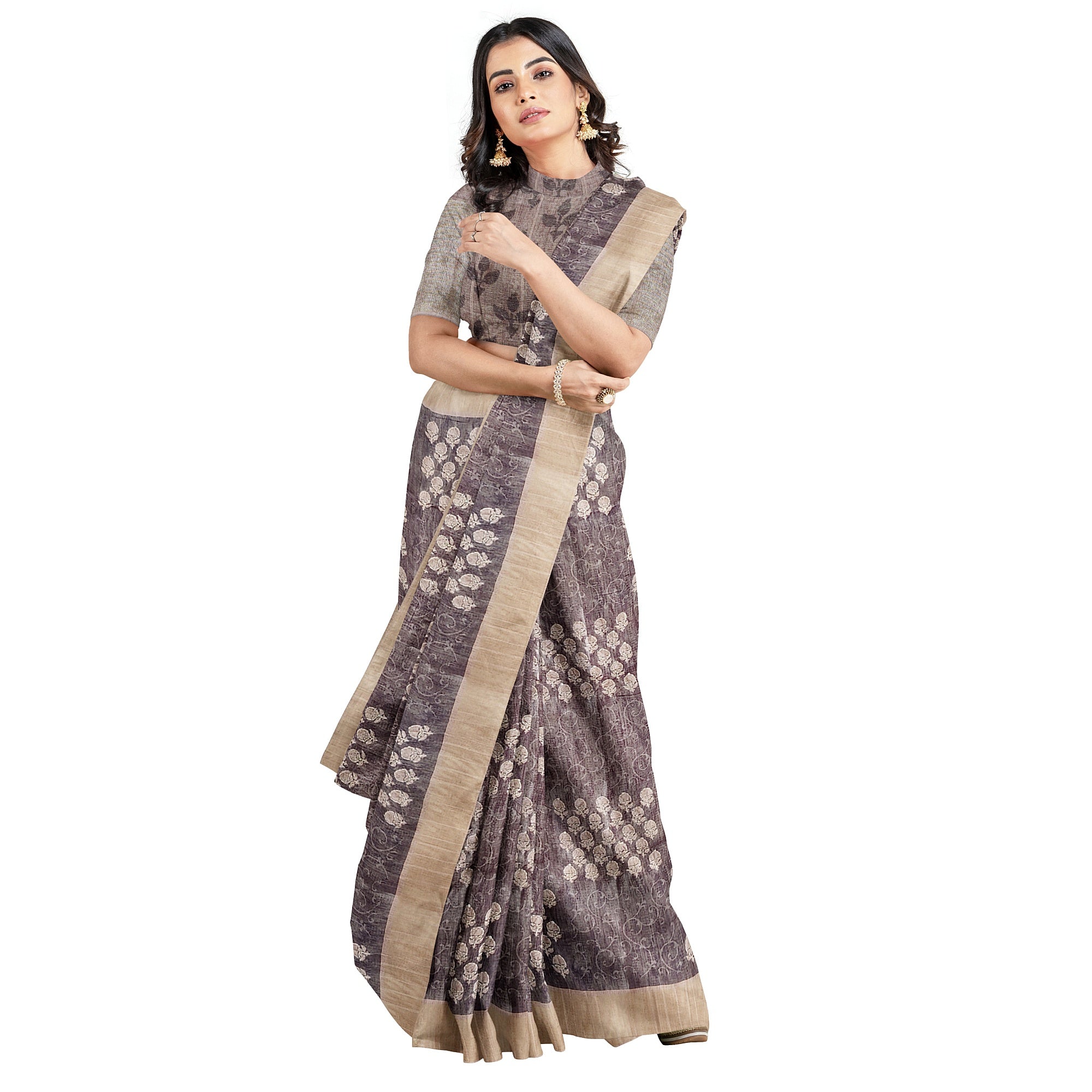 Light Olive Green Mysore Silk Saree with Embroidery Work – Shop Online