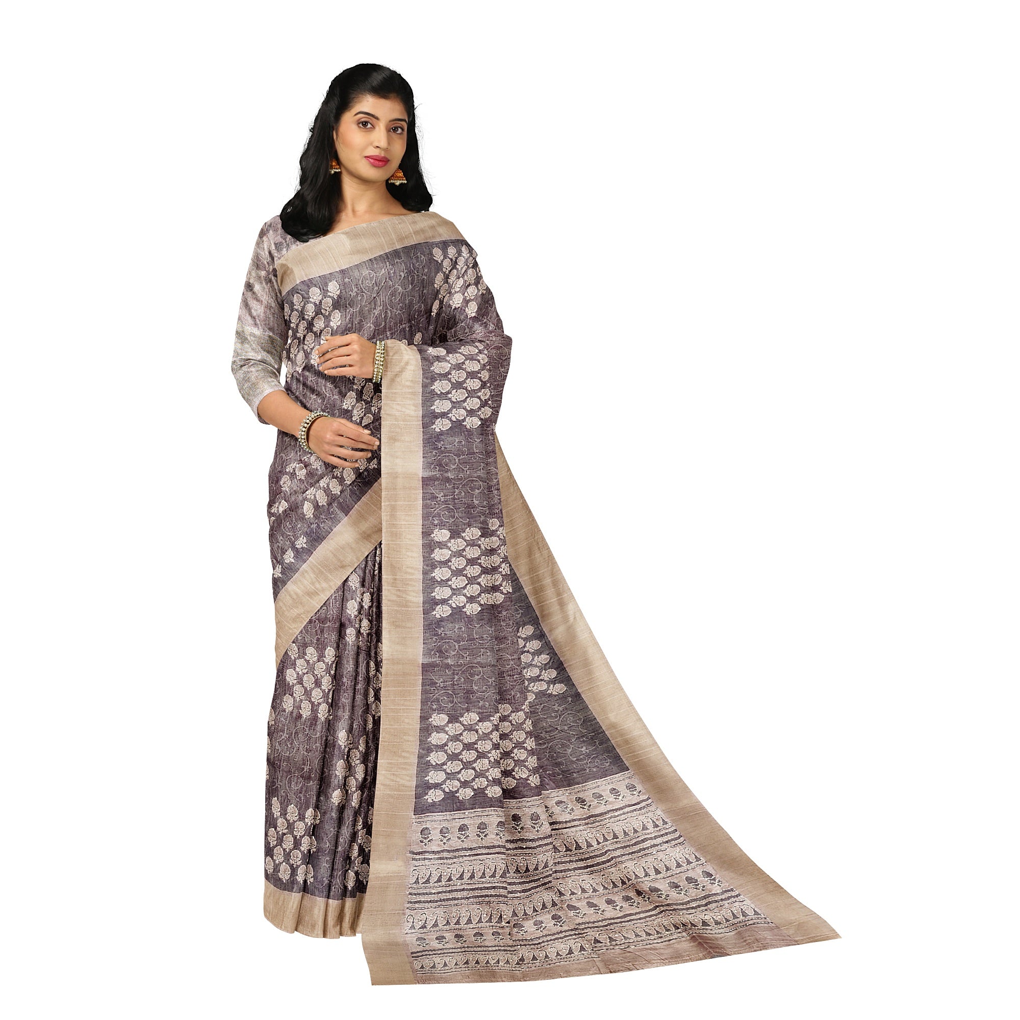 Light Olive Green Mysore Silk Saree with Embroidery Work – Shop Online