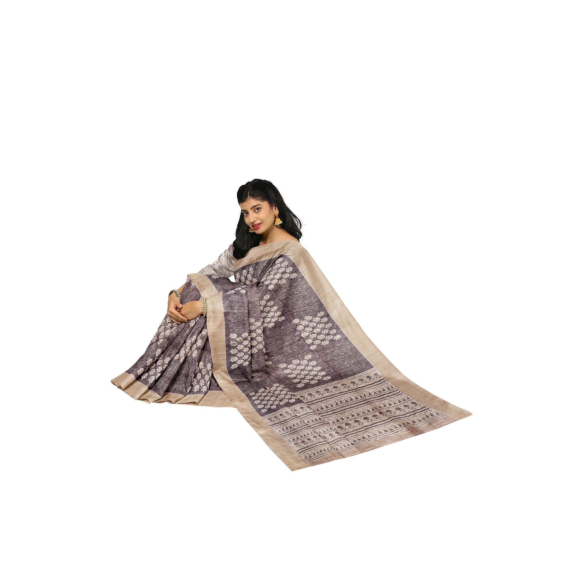 Light Olive Green Mysore Silk Saree with Embroidery Work – Shop Online