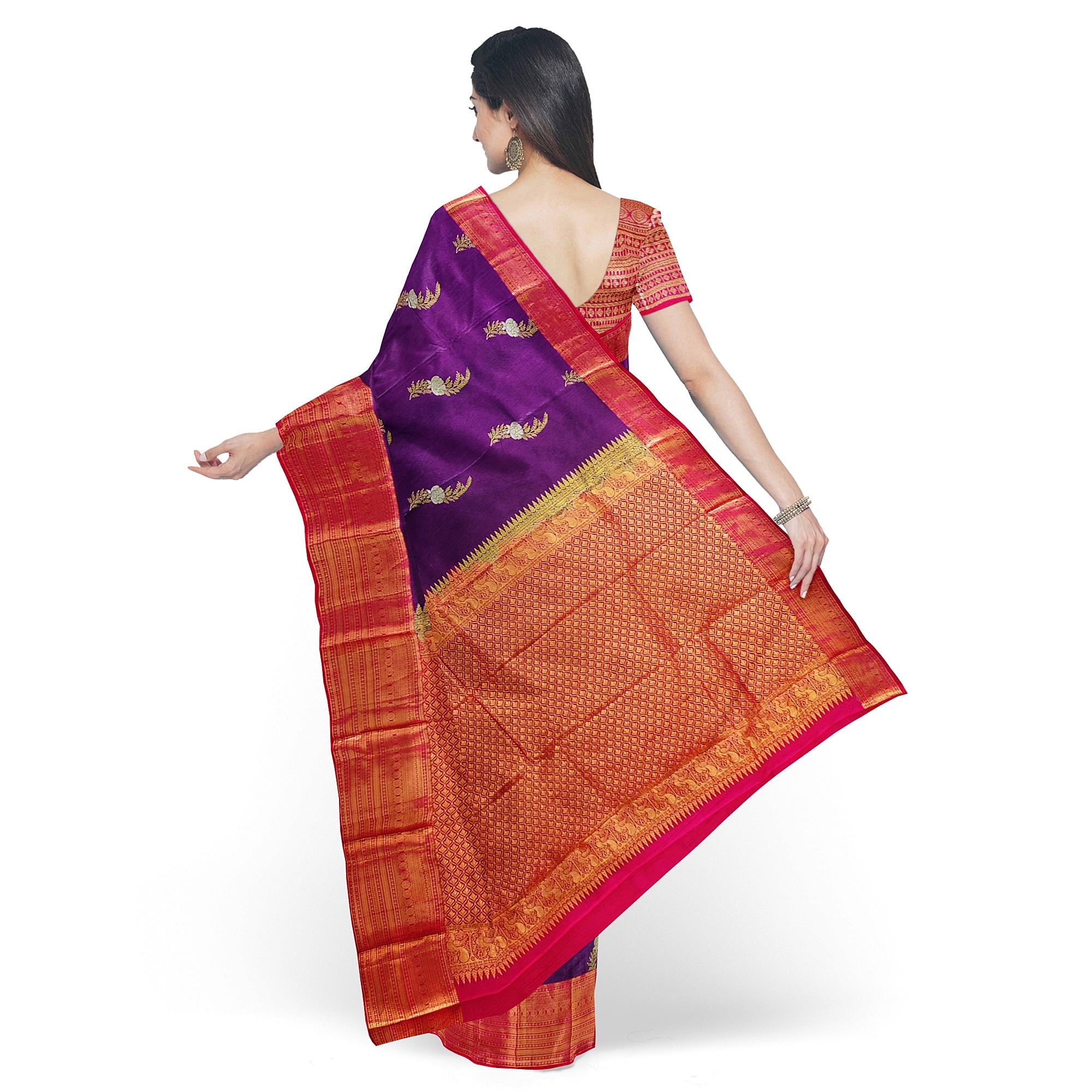 Wine Saree with Red Border – Traditional Elegance for Every Occasion - New Sudarshan Silks`