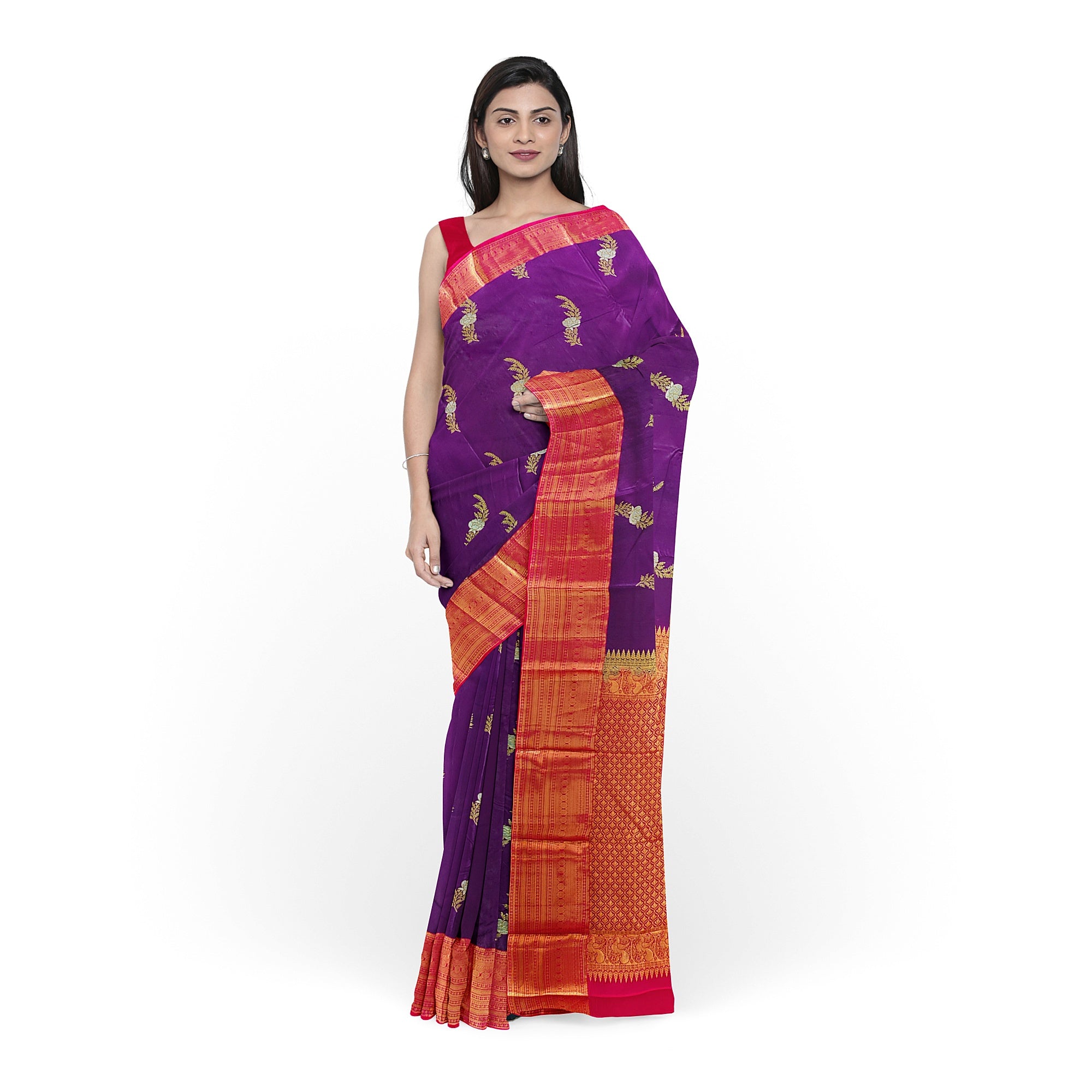 Wine Saree with Red Border – Traditional Elegance for Every Occasion - New Sudarshan Silks`