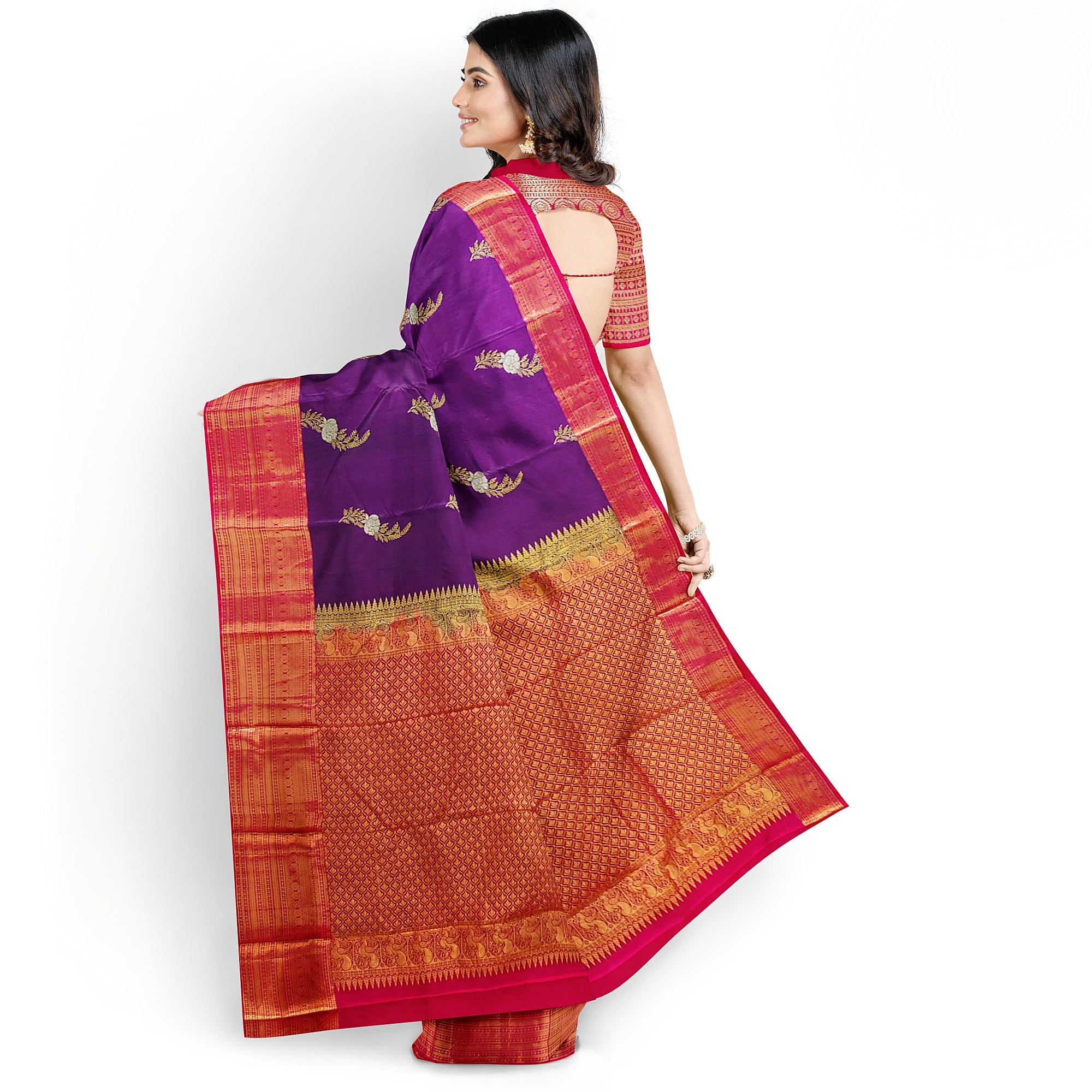 Wine Saree with Red Border – Traditional Elegance for Every Occasion - New Sudarshan Silks`