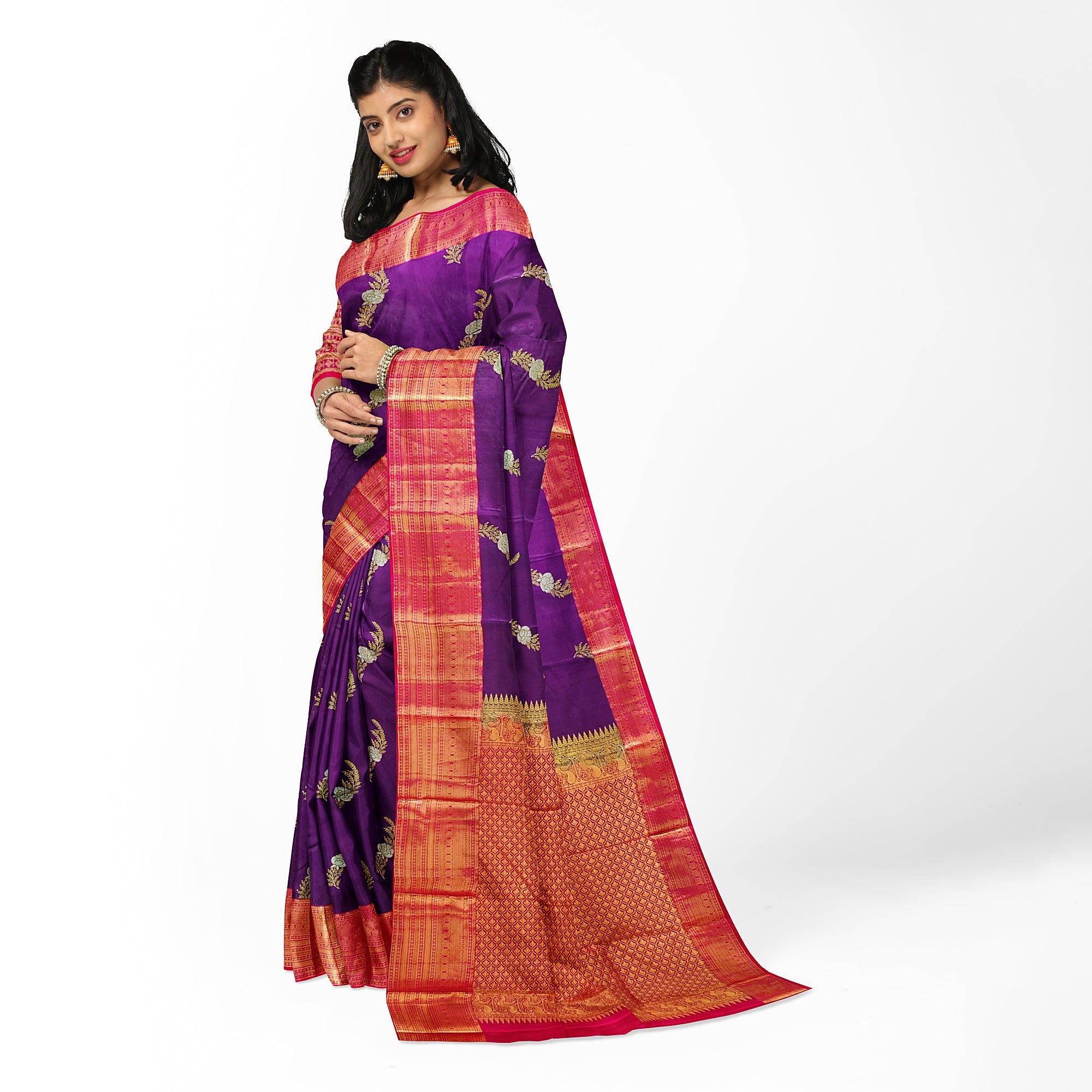 Wine Saree with Red Border – Traditional Elegance for Every Occasion - New Sudarshan Silks`