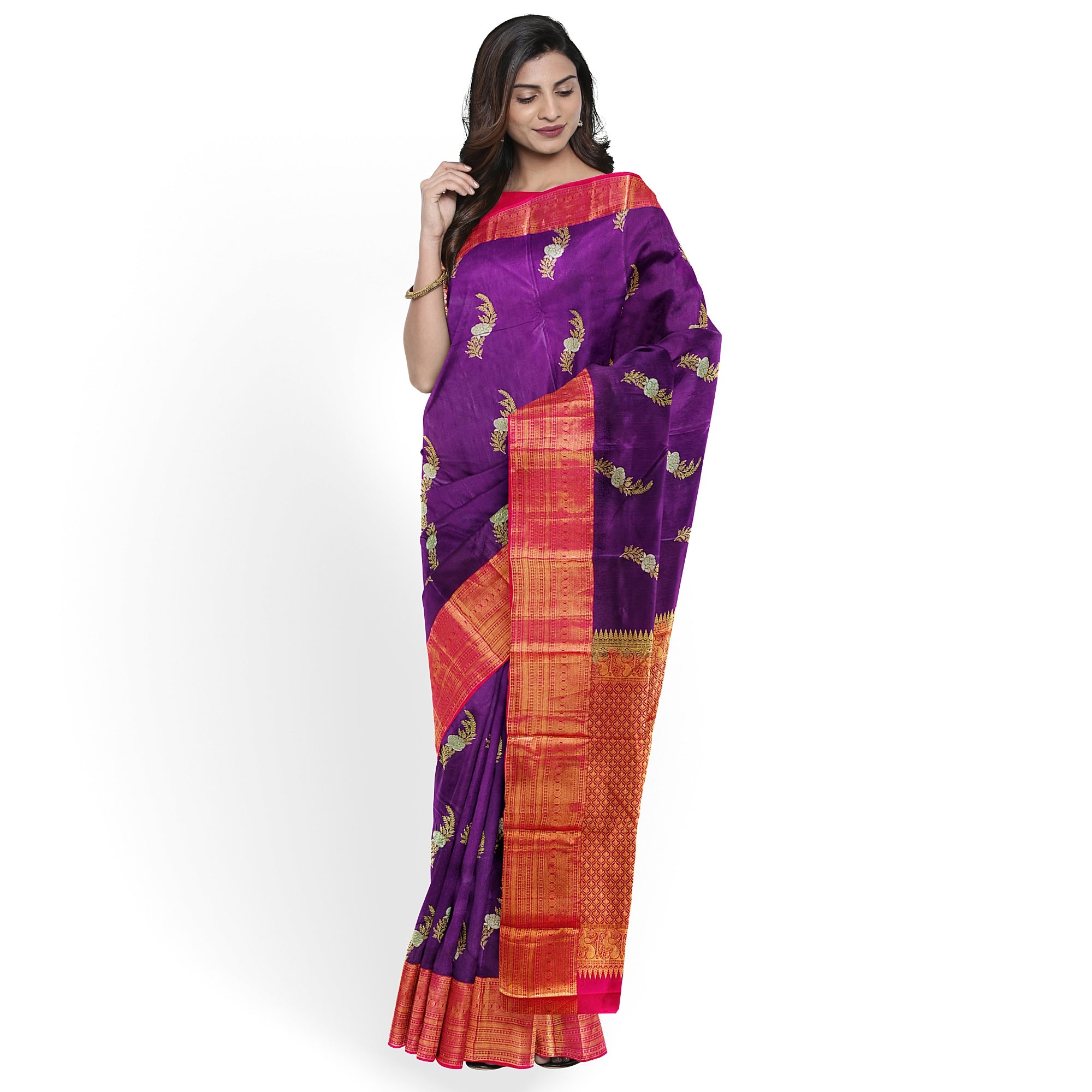 Wine Saree with Red Border – Traditional Elegance for Every Occasion - New Sudarshan Silks`
