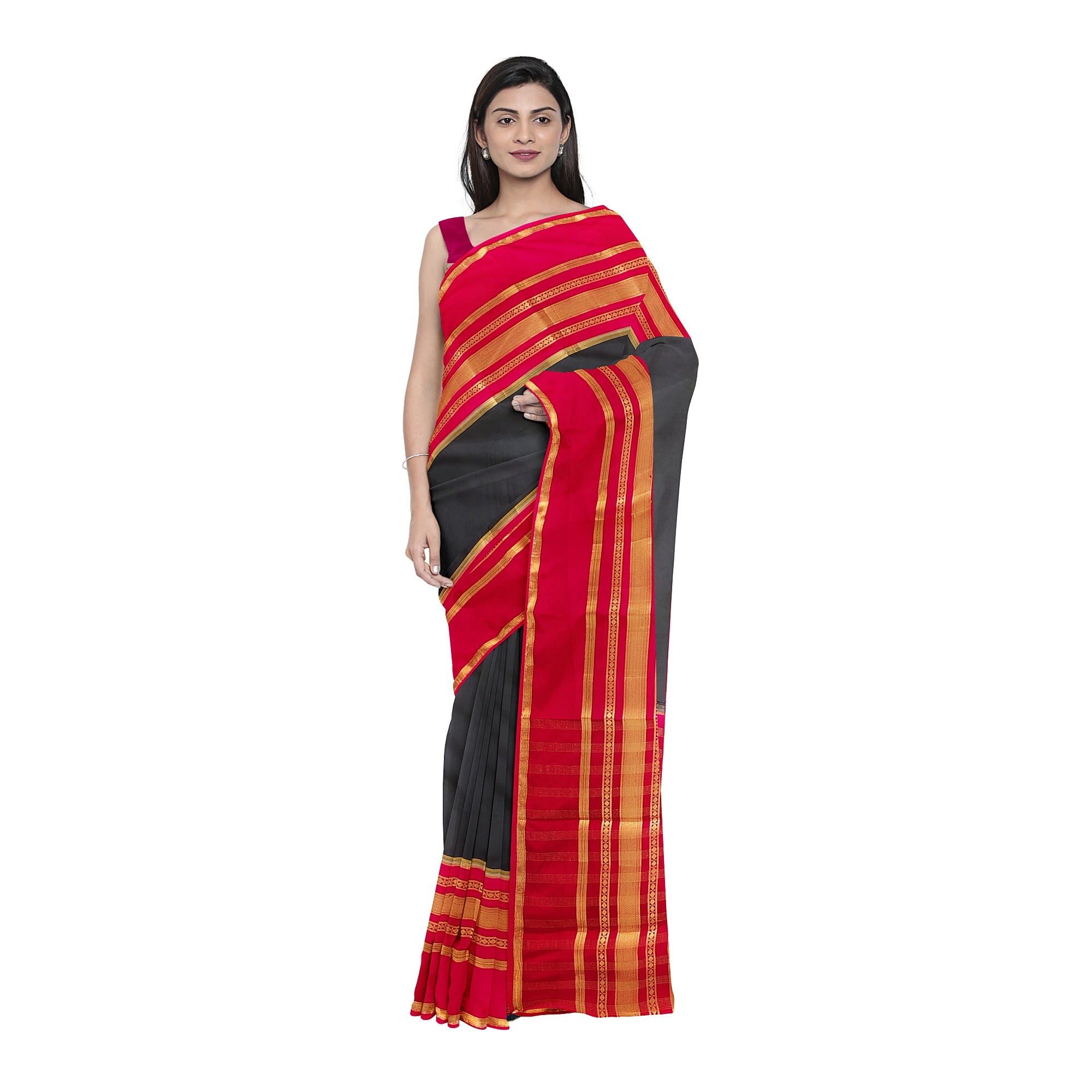Black Saree with Pink 2D Design – Rare Collection – Shop Online