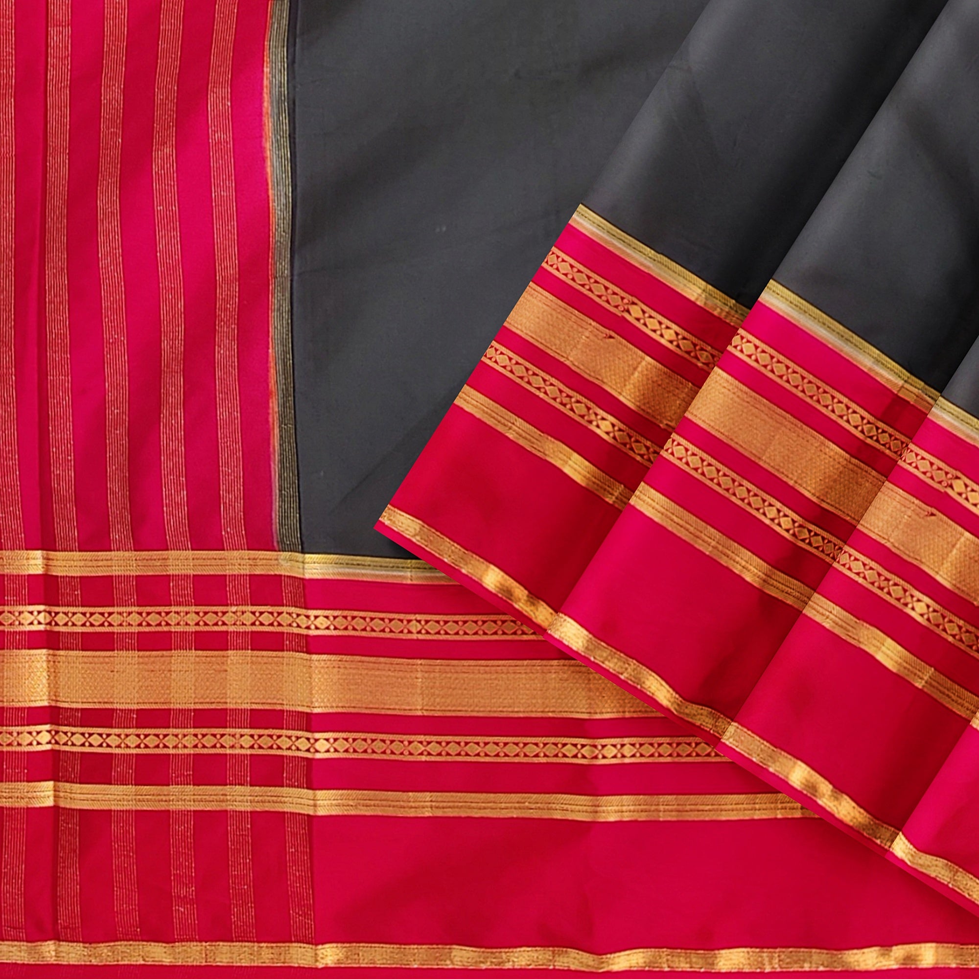 Black Saree with Pink 2D Design – Rare Collection – Shop Online