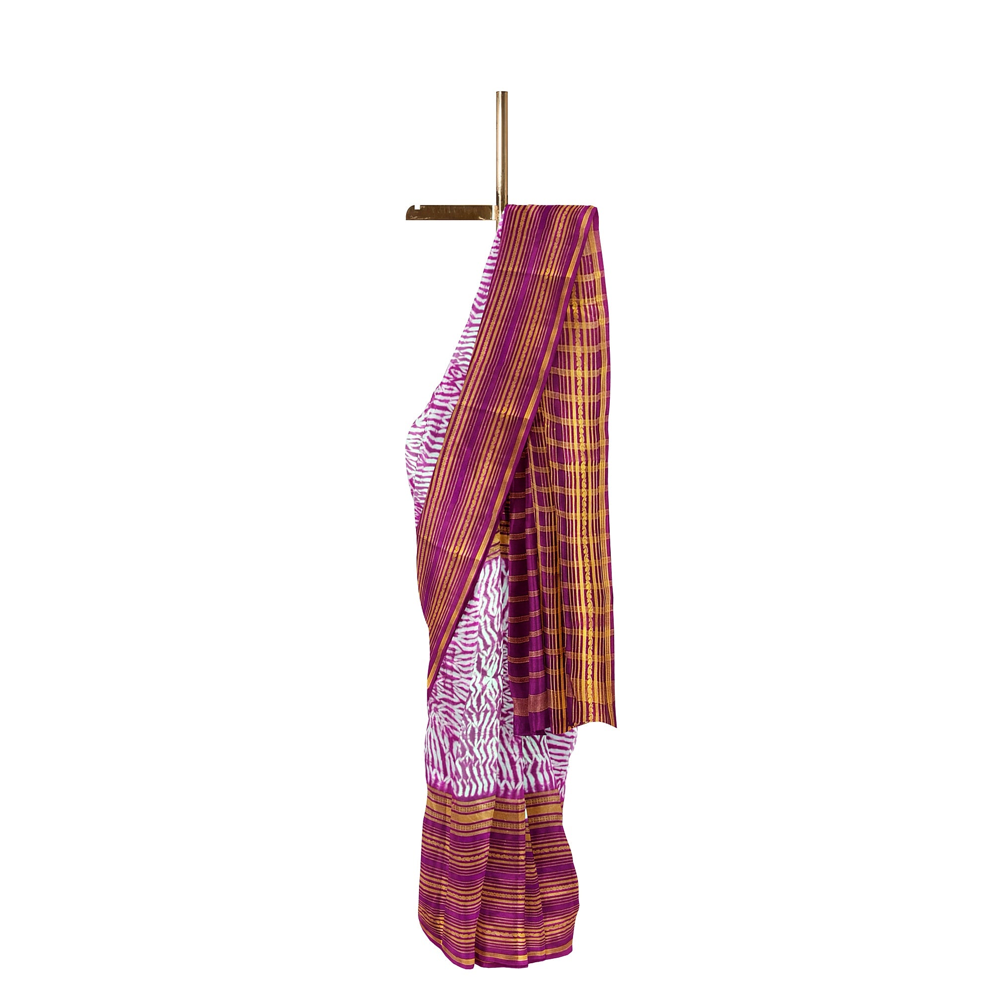 Maroon Semi Mysore Silk Saree – Dye Print Pattern – Shop Online