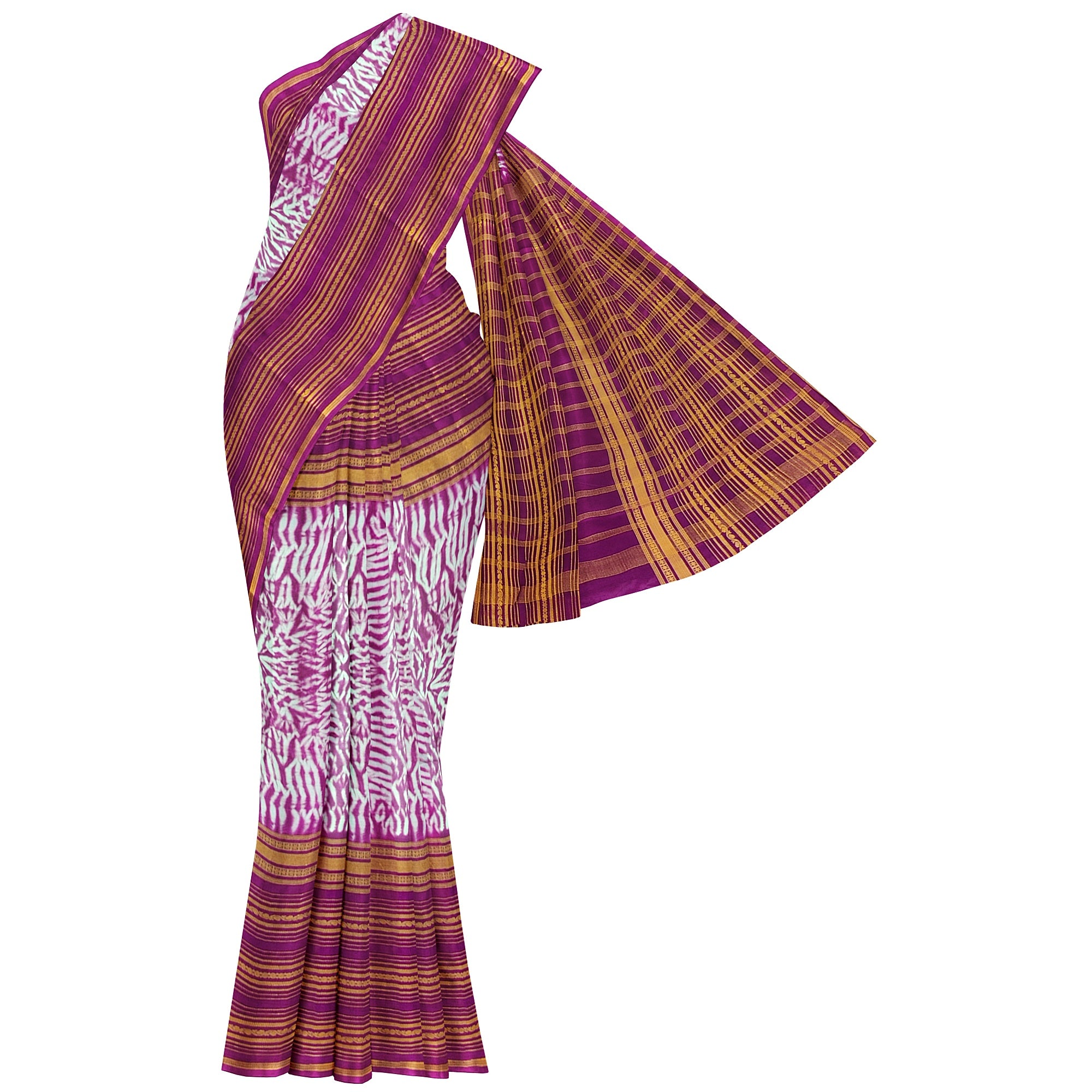 Maroon Semi Mysore Silk Saree – Dye Print Pattern – Shop Online