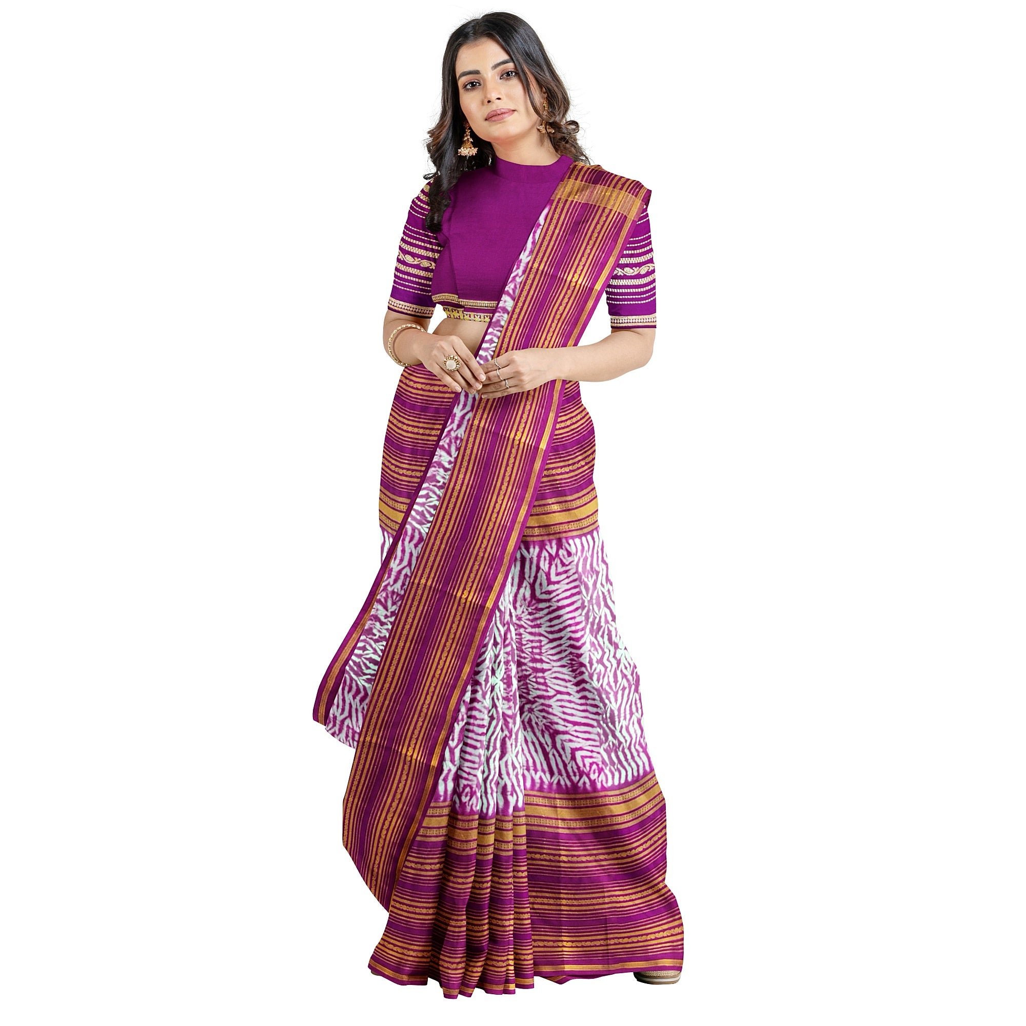 Maroon Semi Mysore Silk Saree – Dye Print Pattern – Shop Online