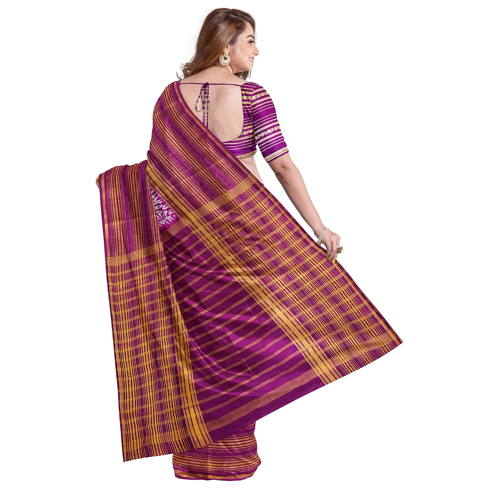 Maroon Semi Mysore Silk Saree – Dye Print Pattern – Shop Online