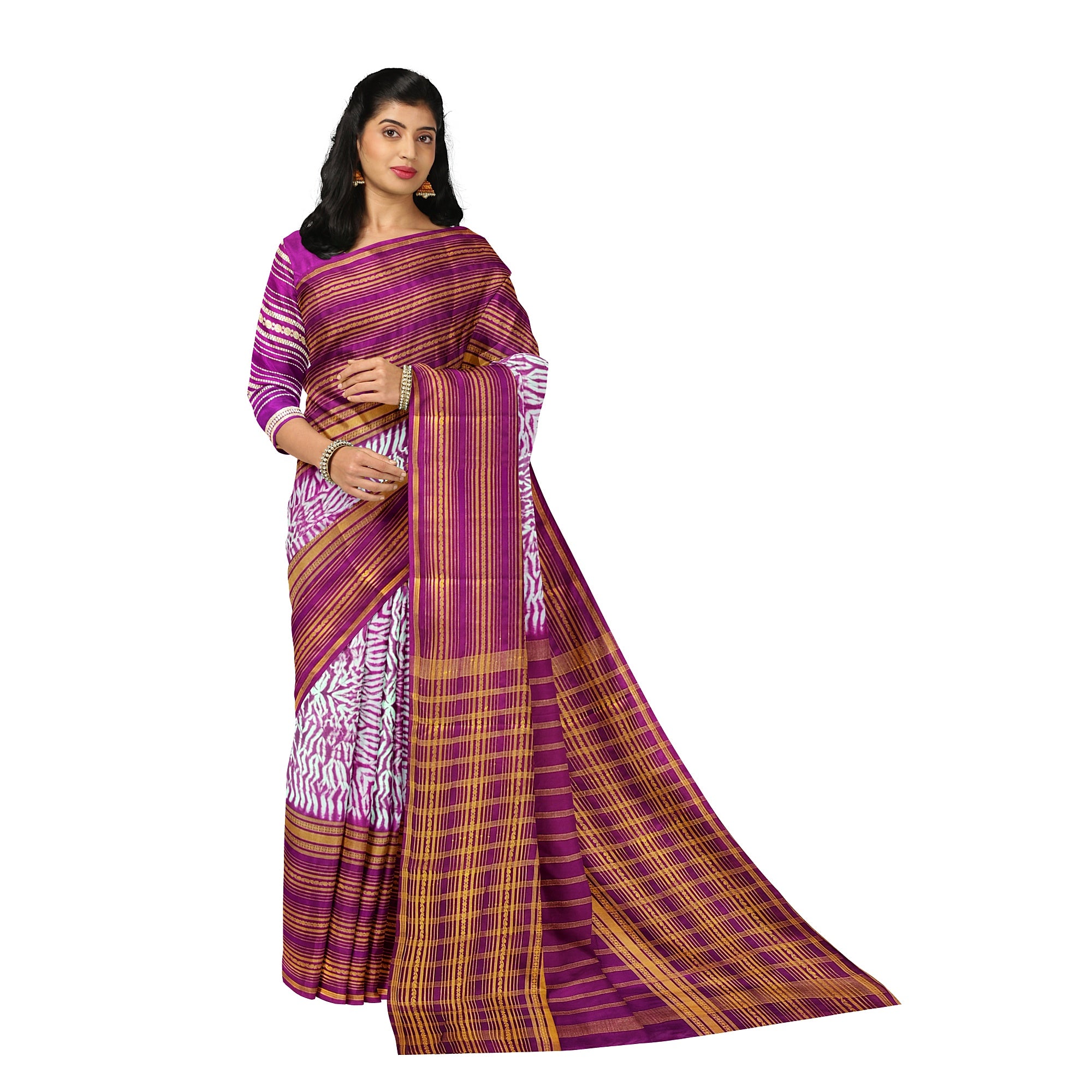 Maroon Semi Mysore Silk Saree – Dye Print Pattern – Shop Online