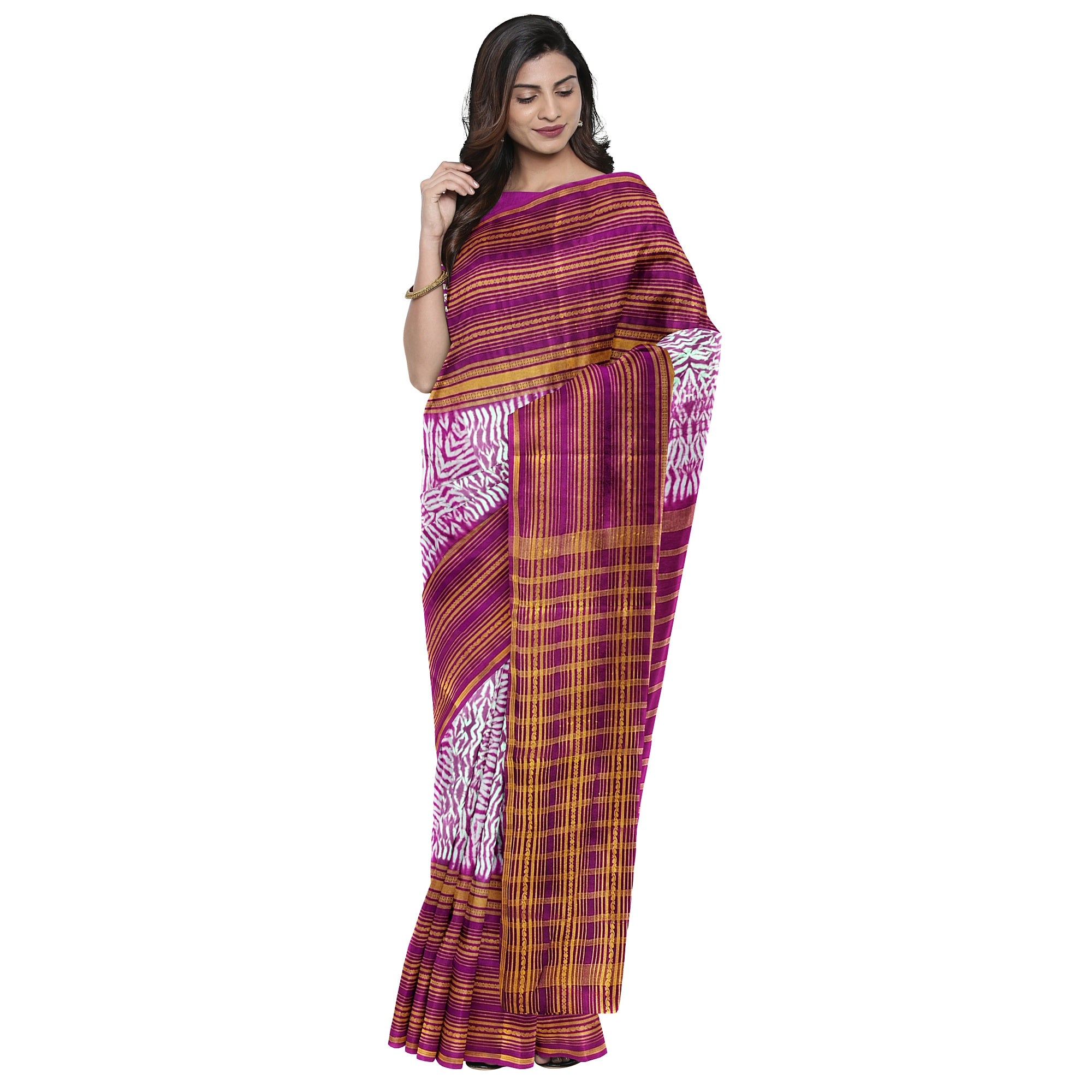 Maroon Semi Mysore Silk Saree – Dye Print Pattern – Shop Online