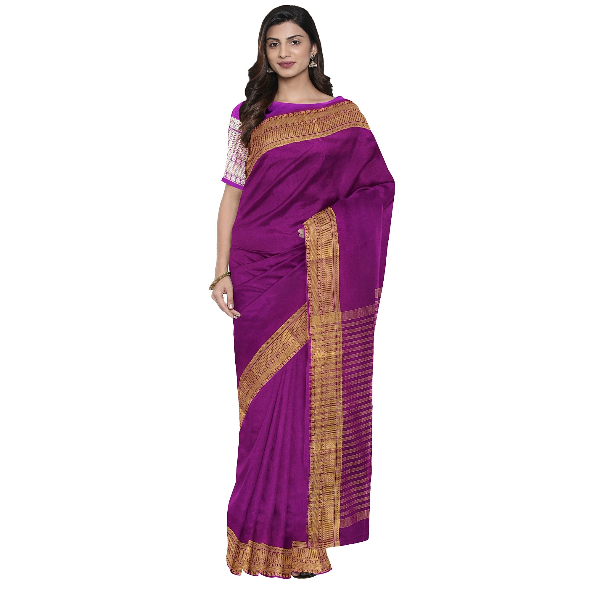 Maroon Semi Mysore Silk Saree – Shop Online