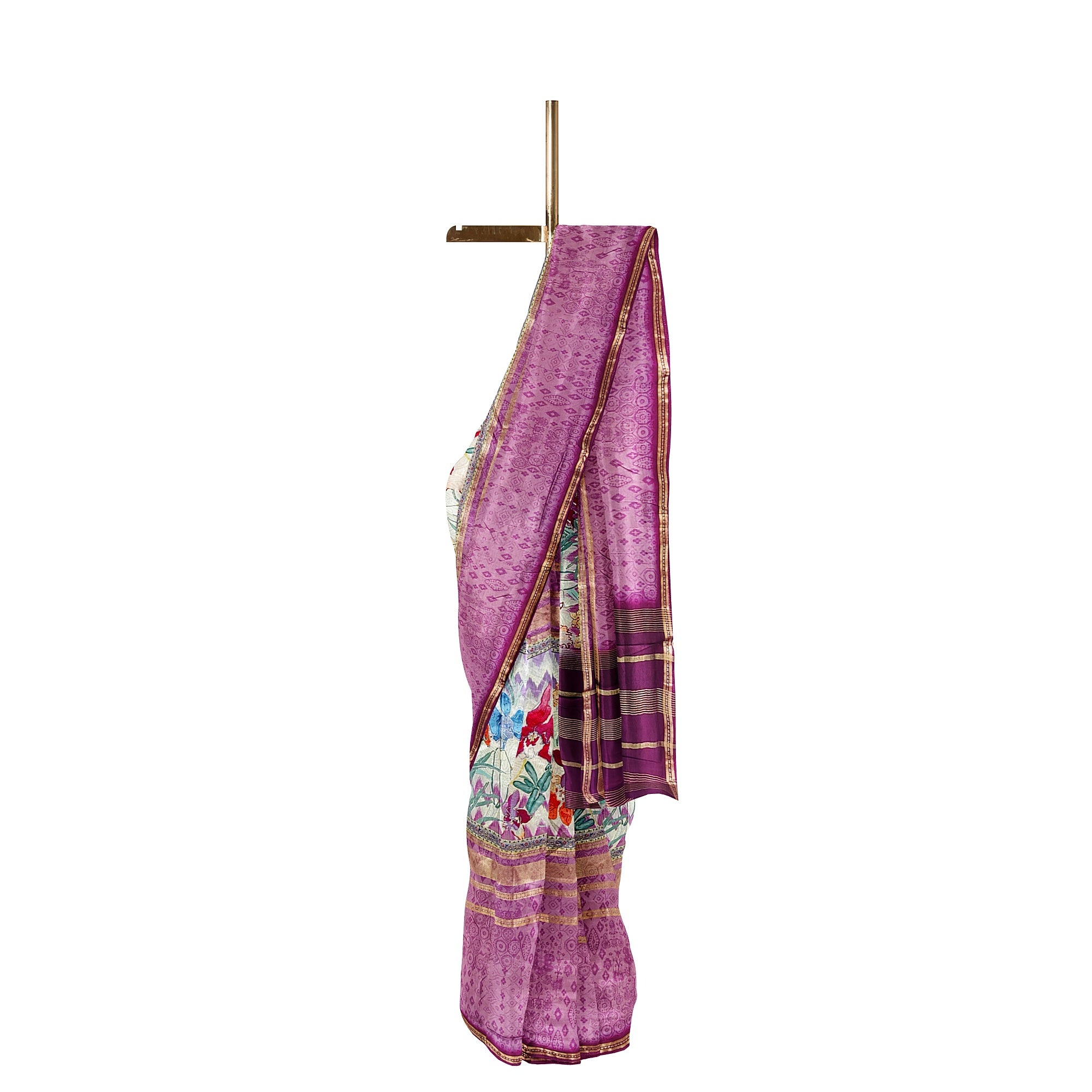 Onion shade Printed Fancy Saree – Shop Online