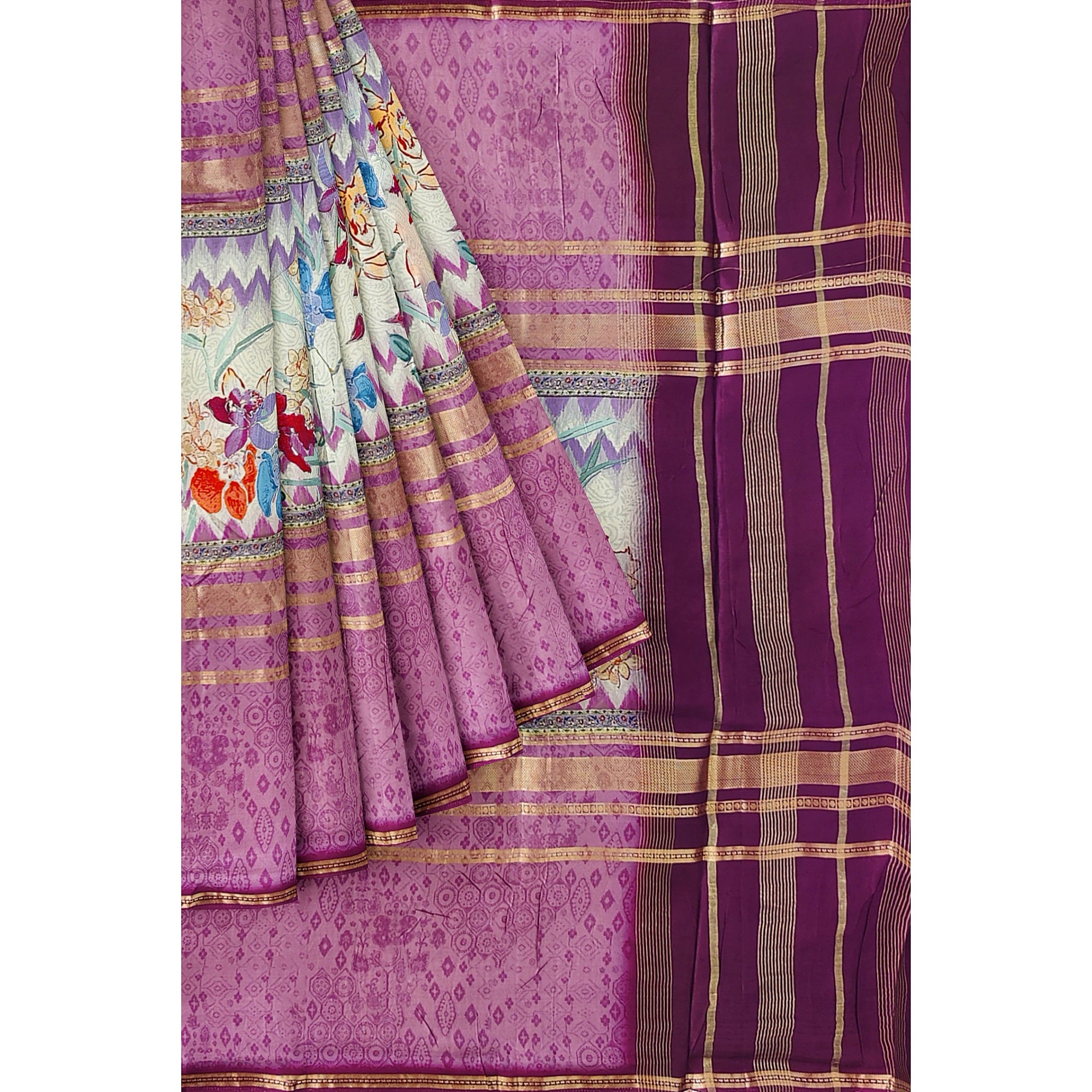 Onion shade Printed Fancy Saree – Shop Online