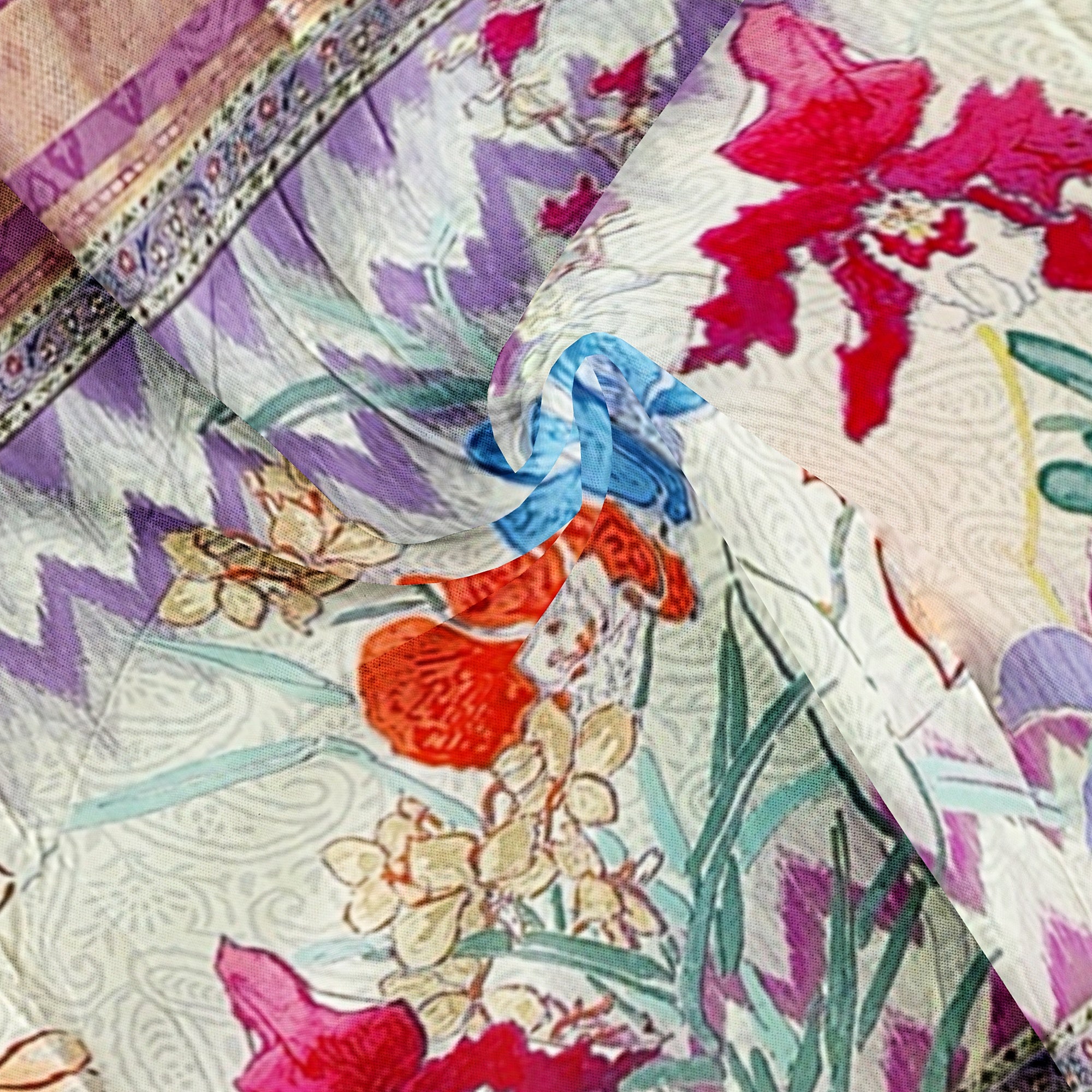 Onion shade Printed Fancy Saree – Shop Online