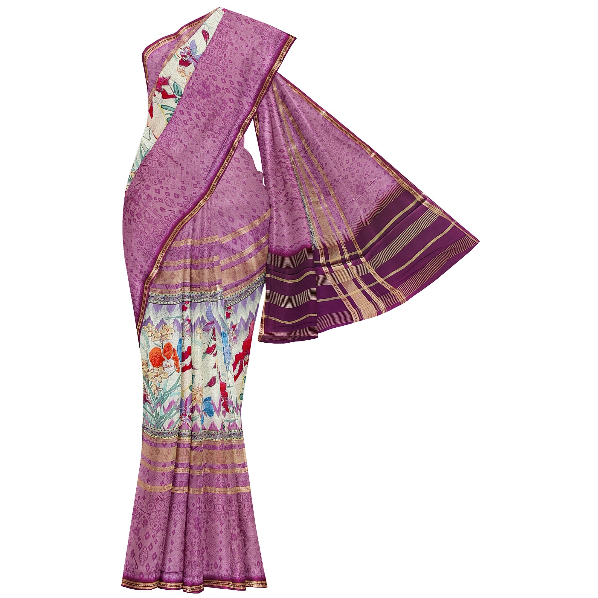 Onion shade Printed Fancy Saree – Shop Online