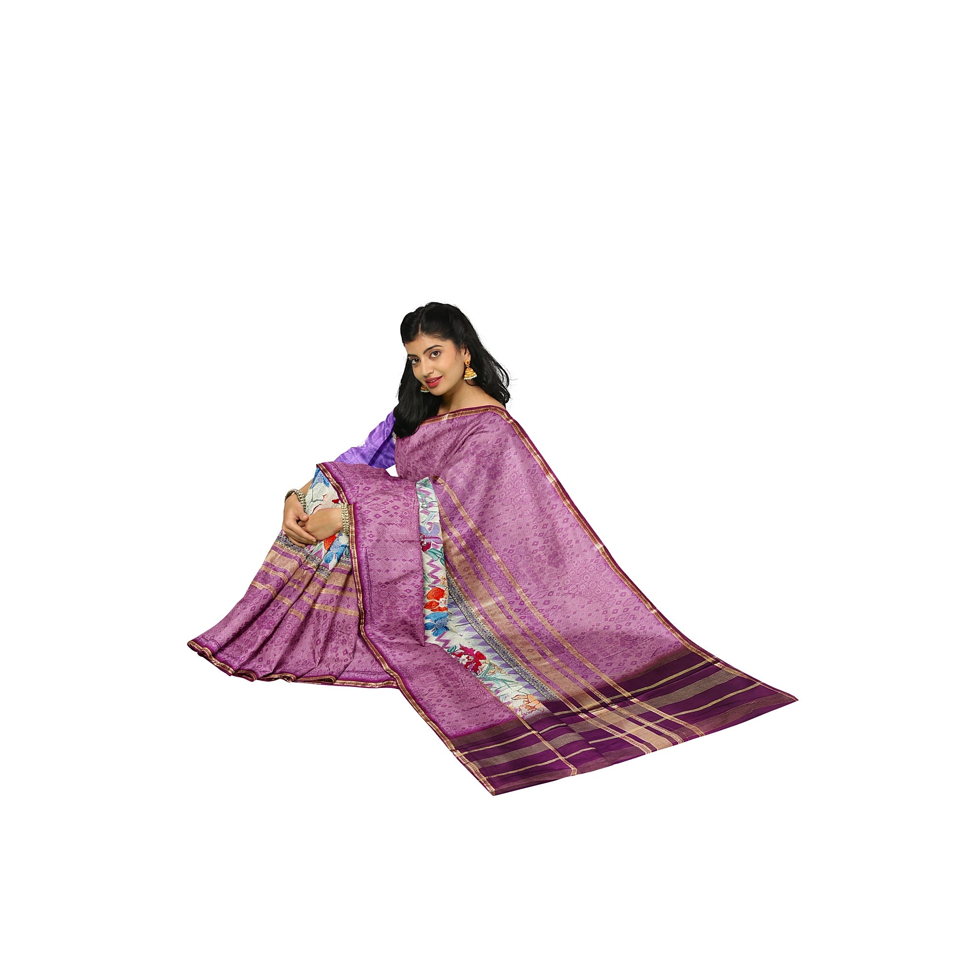 Onion shade Printed Fancy Saree – Shop Online