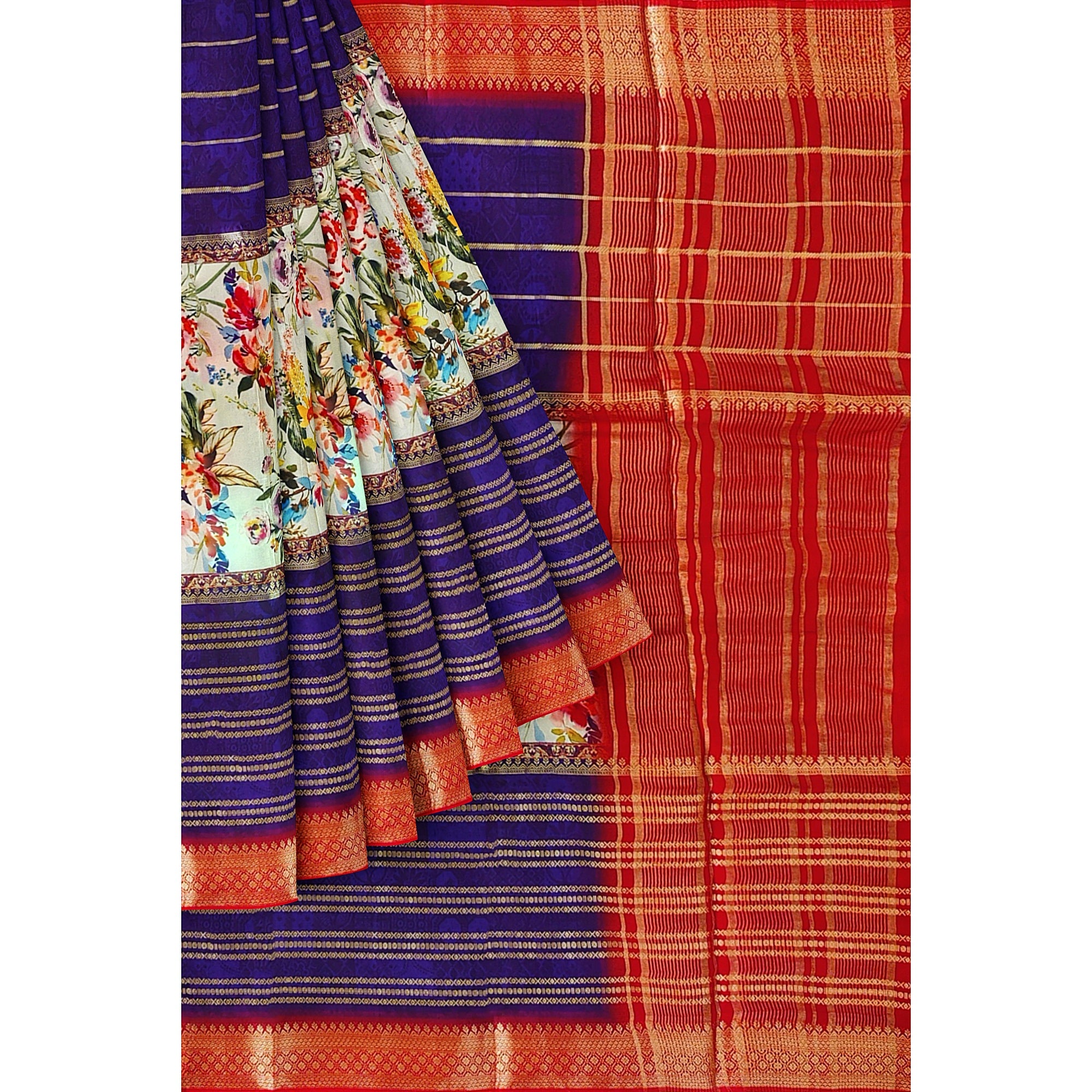 Purple Printed Fancy Saree – Shop Online