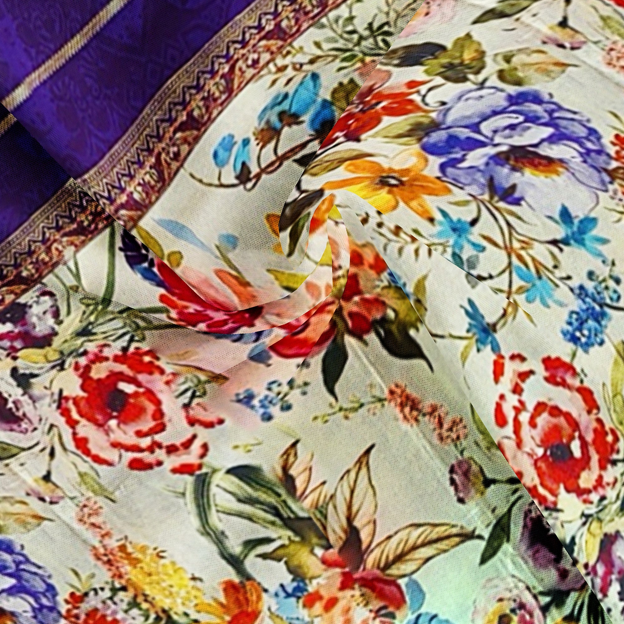 Purple Printed Fancy Saree – Shop Online